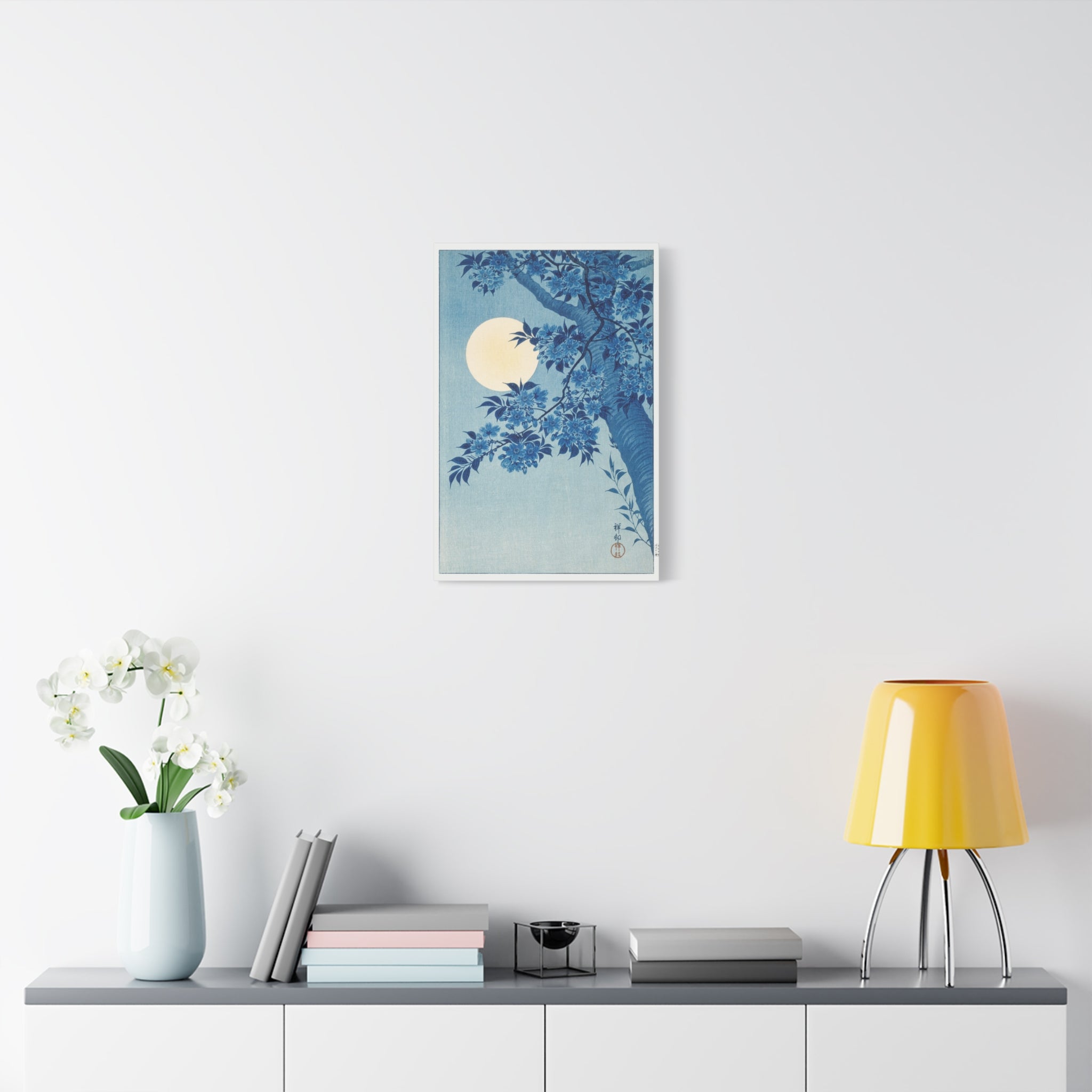 canvas-print-blossoming-cherry-on-a-moonlit-night-ohara-koson-floral-home-decor-living-room-wall-art-stretched-canvas