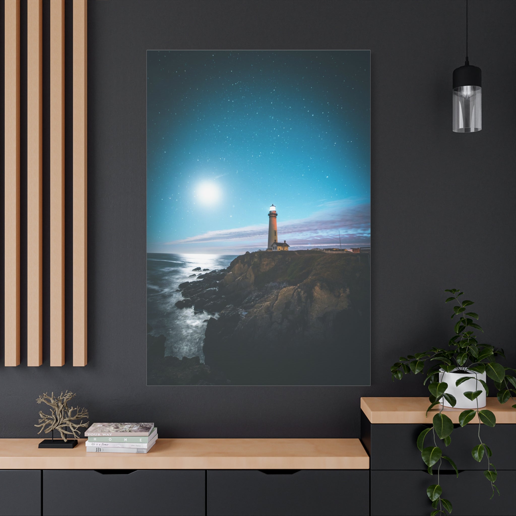 canvas-print-lighthouse-on-rock-matte-canvas-stretched-1-25-inch-coastal-wall-art-nautical-decor-beach-house-decoration-seasi