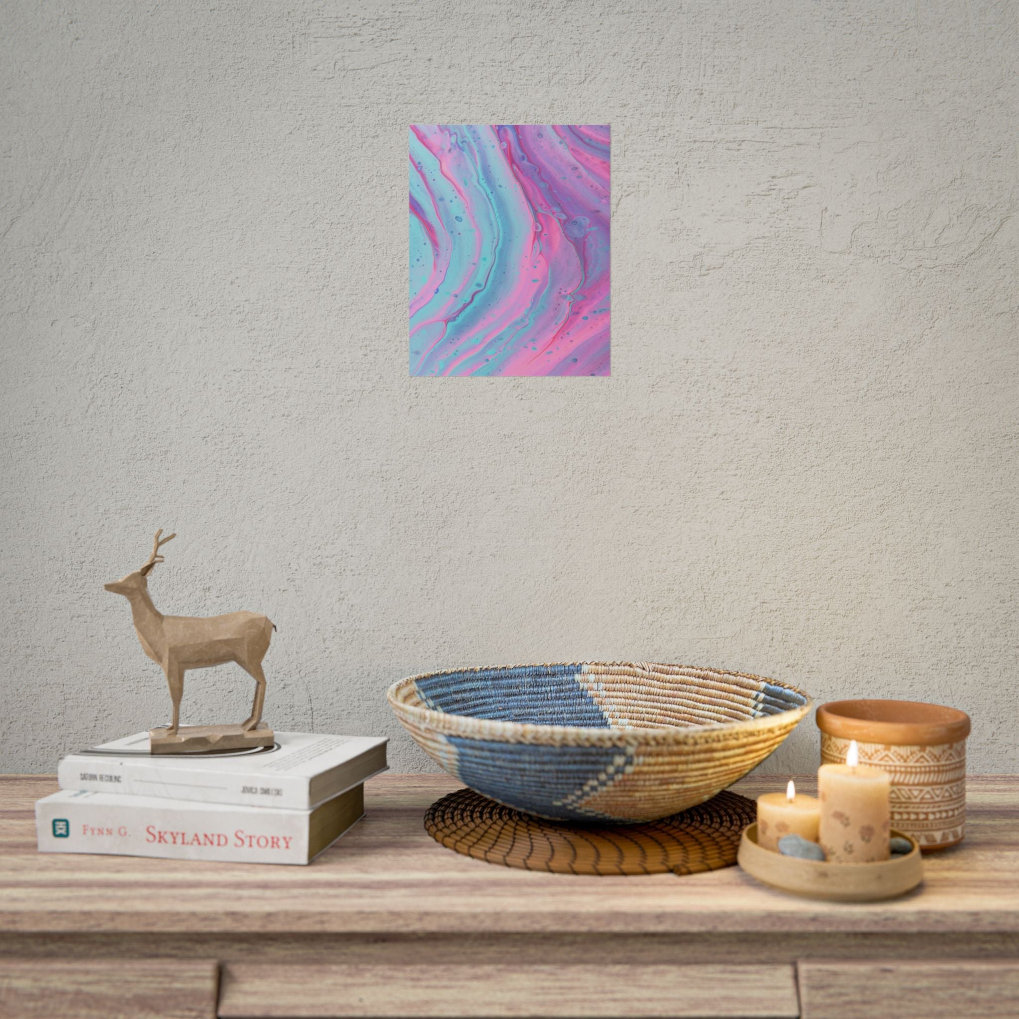 Blue Pink Abstract Minimalist Poster Print, Blue Pink Decor, Pink Blue Canvas Wall Art, Modern Home Decor, Living Room Wall Art