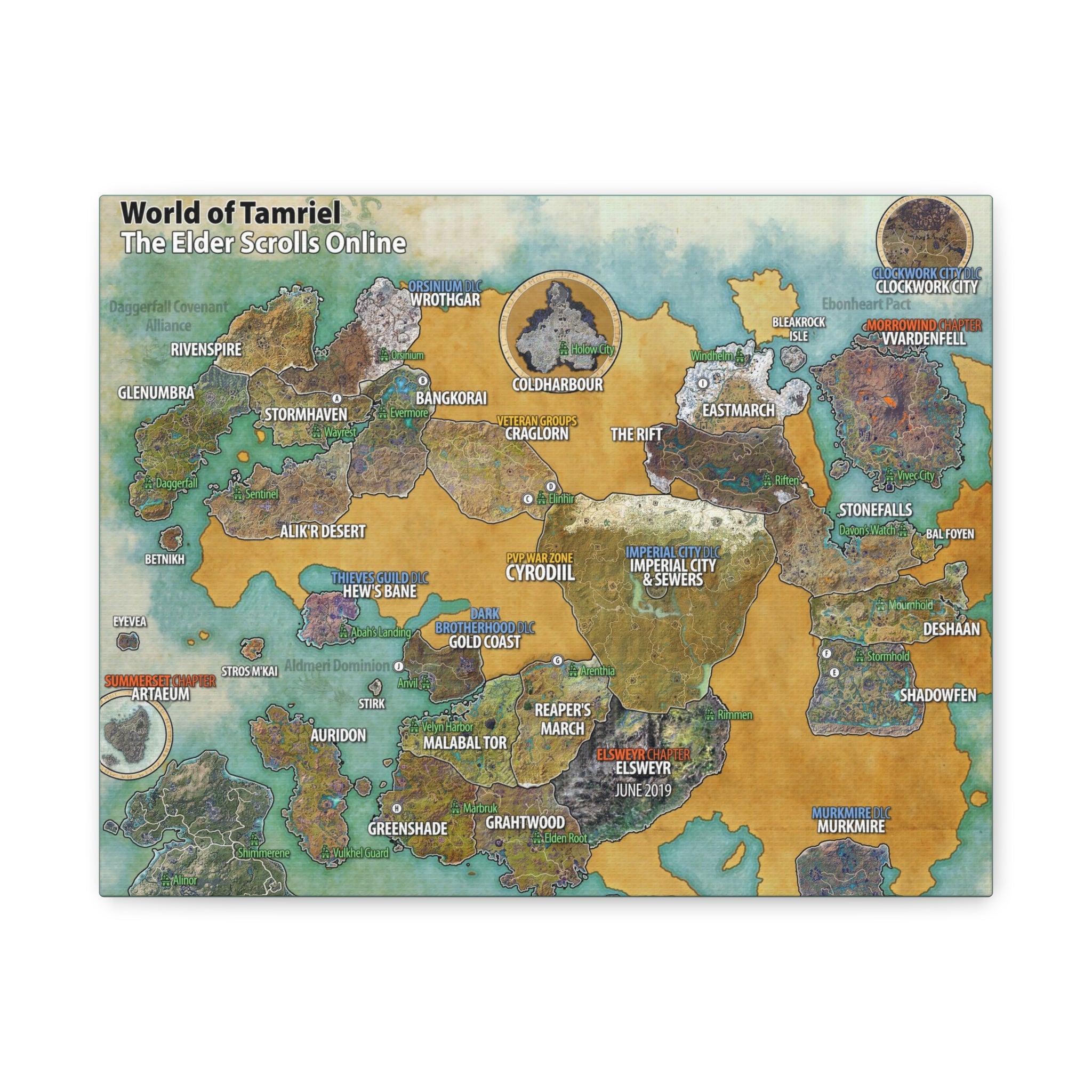 Skyrim World Map Tamriel, The Elder Scrolls Skyrim Canvas Wall Art - Dragon Game Canvas Print Room Decor, Gaming Wall Art, Skyrim Gift