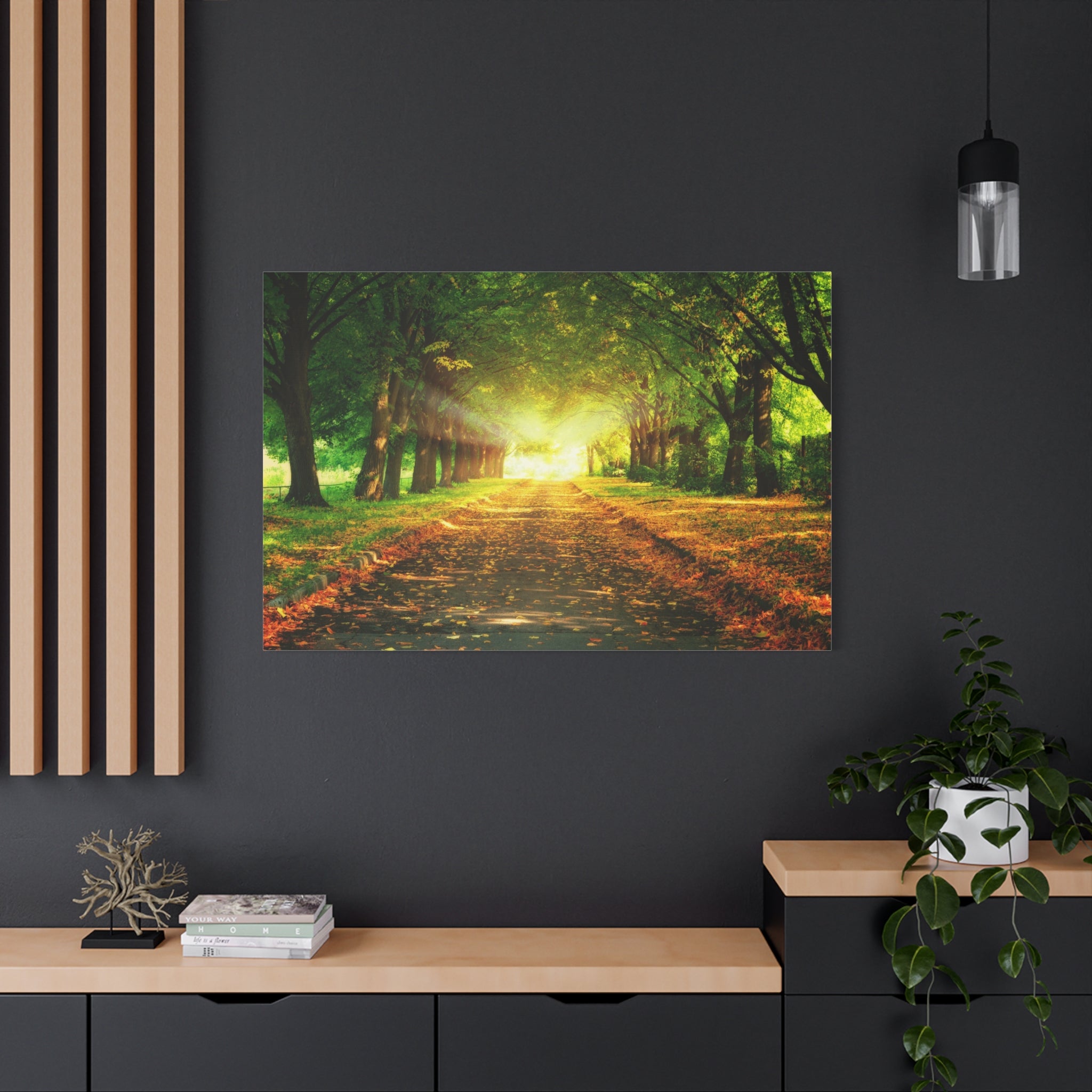 canvas-print-sunset-landscape-wall-art-nature-decor-fall-trees-living-room-decor-road-leaves-autumn-decor-fall-canvas
