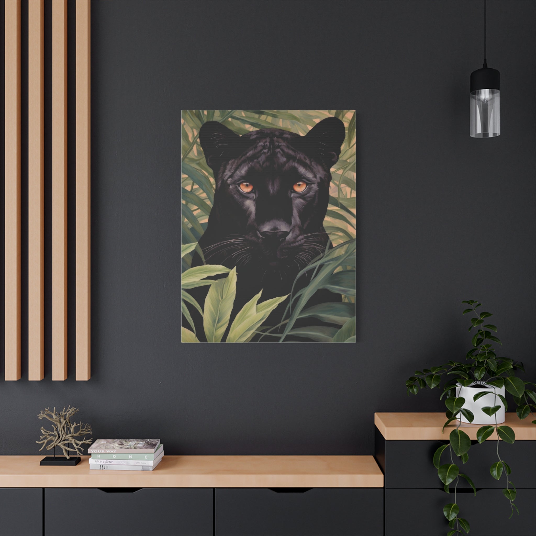 canvas-wall-art-black-panther-in-jungle-african-animal-decor-print-matte-stretched-canvas-wall-hanging-wildlife-theme