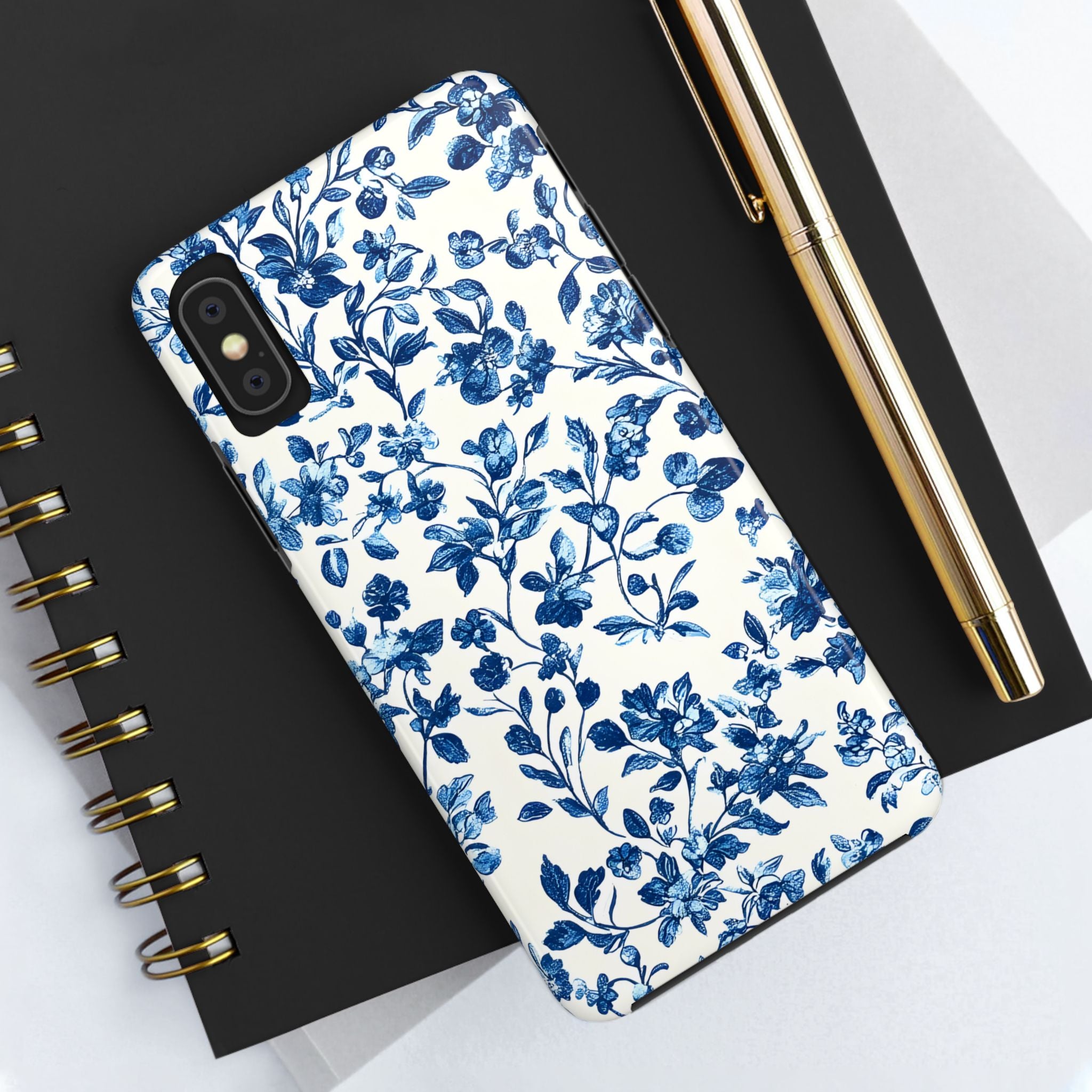 french-toile-floral-tough-phone-case-blue-phone-cover-protective-iphone-case-hard-shell-cellphone-case-vintage-design-phone-c