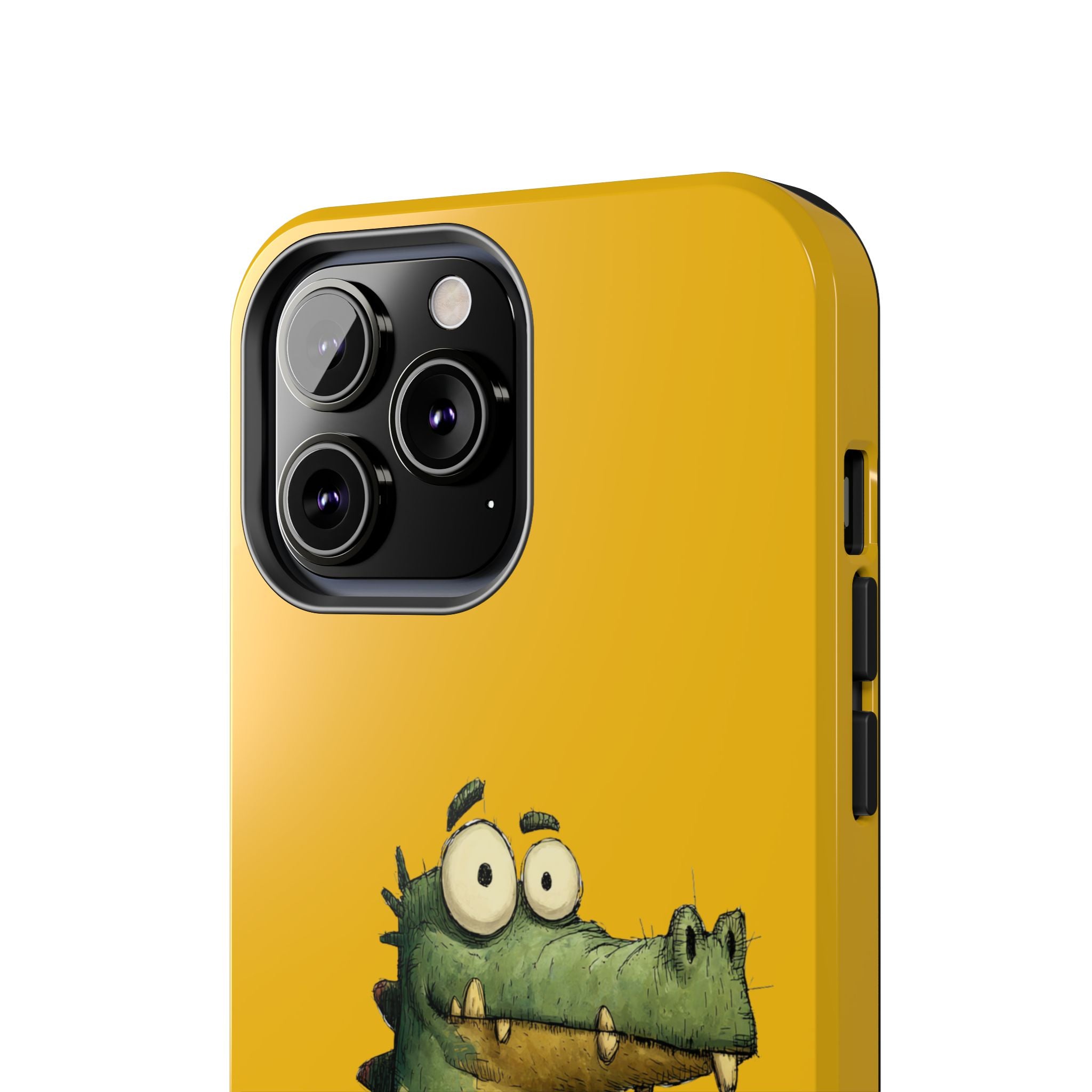 Quirky Funny Alligator iPhone Tough Case - Kawaii Animal Phone Cover - Crocodile Protective Phone Cover - Yellow iPhone Case