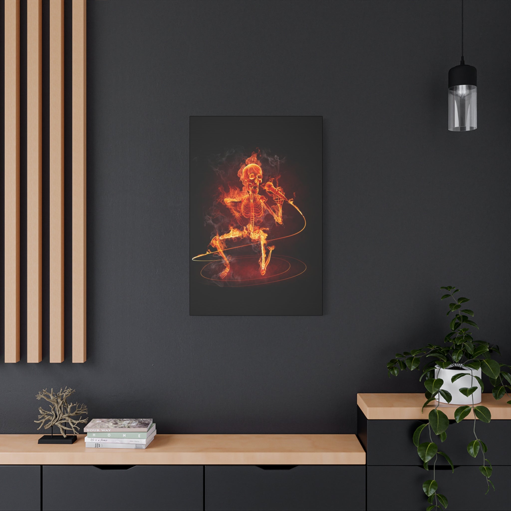 canvas-print-music-microphone-bones-fire-skull-home-decor-living-room-decor-rockn-roll-decor