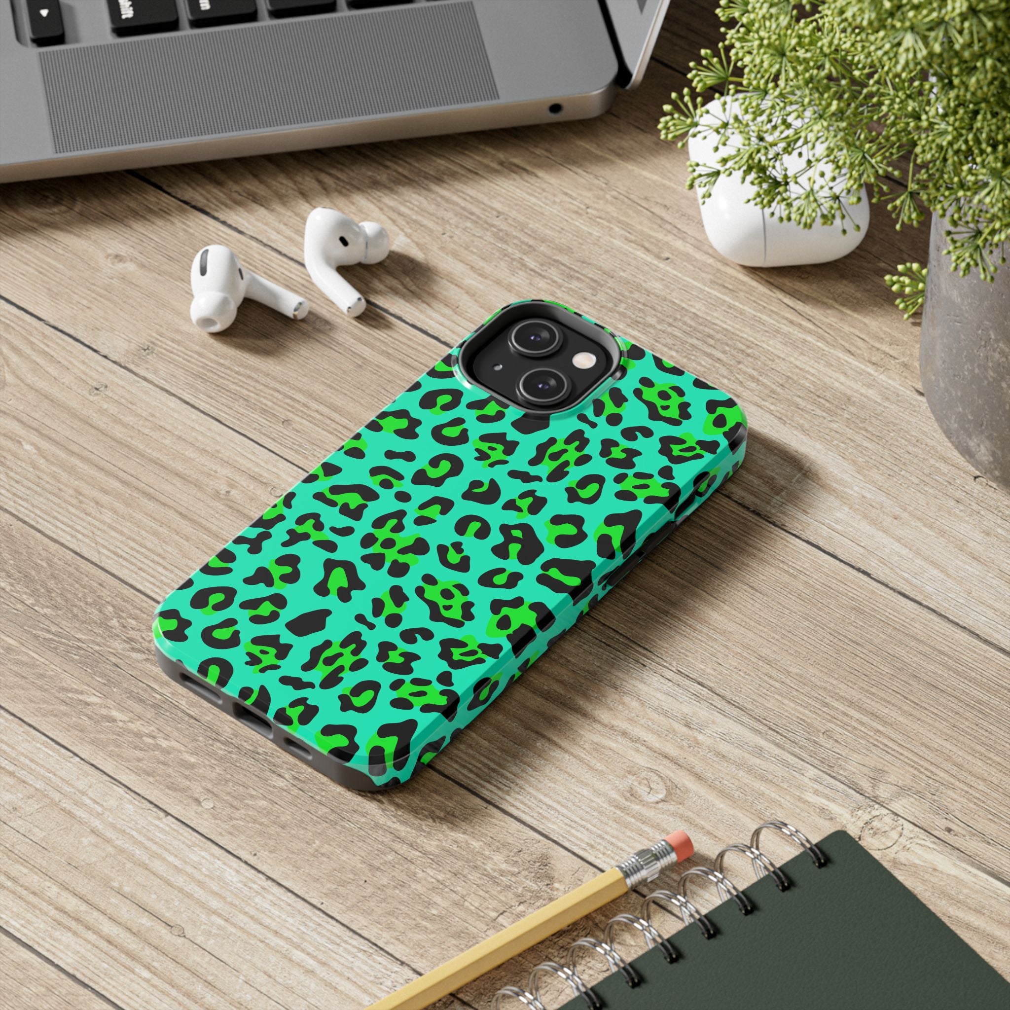 neon-green-teal-leopard-iphone-tough-case-stylish-phone-cover-protective-cellphone-case-trendy-smartphone-accessory-gift-for-
