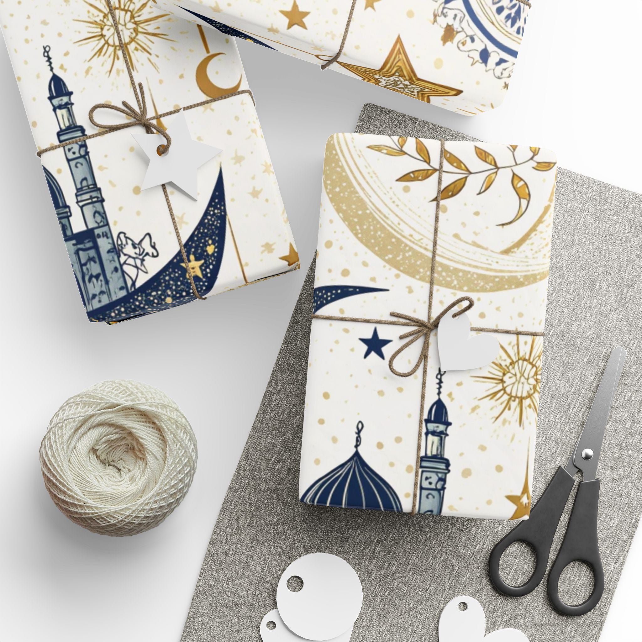 ramadan-night-wrapping-papers-islamic-crescent-moon-gift-wrap-mosque-silhouette-eid-holiday-supplies-festive-present-packagin