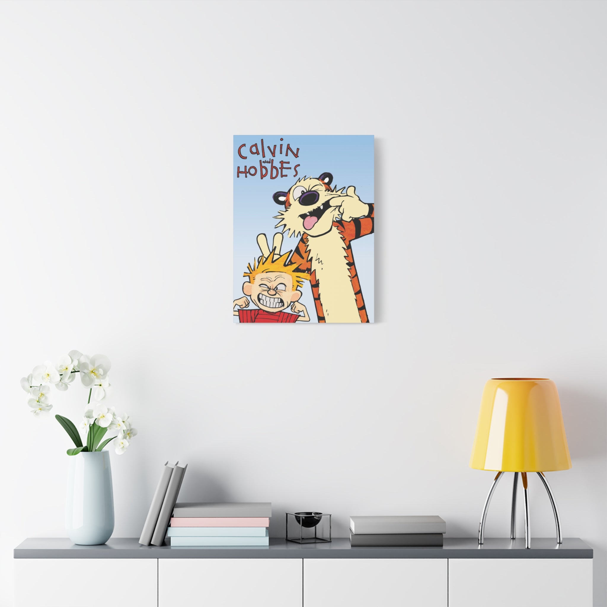 Calvin and Hobbes Canvas Wall Art - Nostalgic Vertical Comic Strip Canvas for Kids Room & Nursery Decor - Friendship Adventure Theme Print