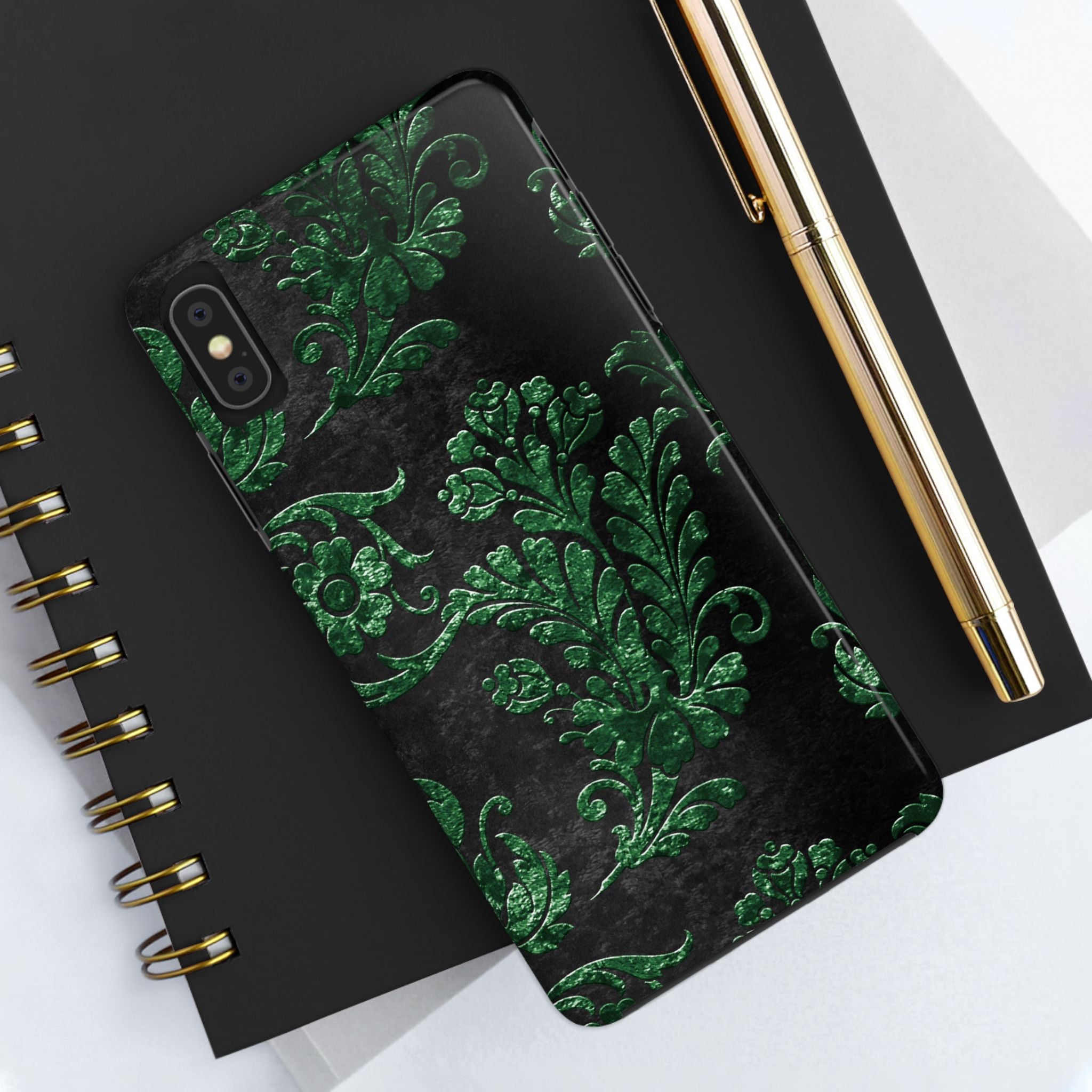 embossed-emerald-velvet-tough-iphone-case-protective-iphone-cover-heavy-duty-iphone-case-rugged-phone-case-durable-smartphone