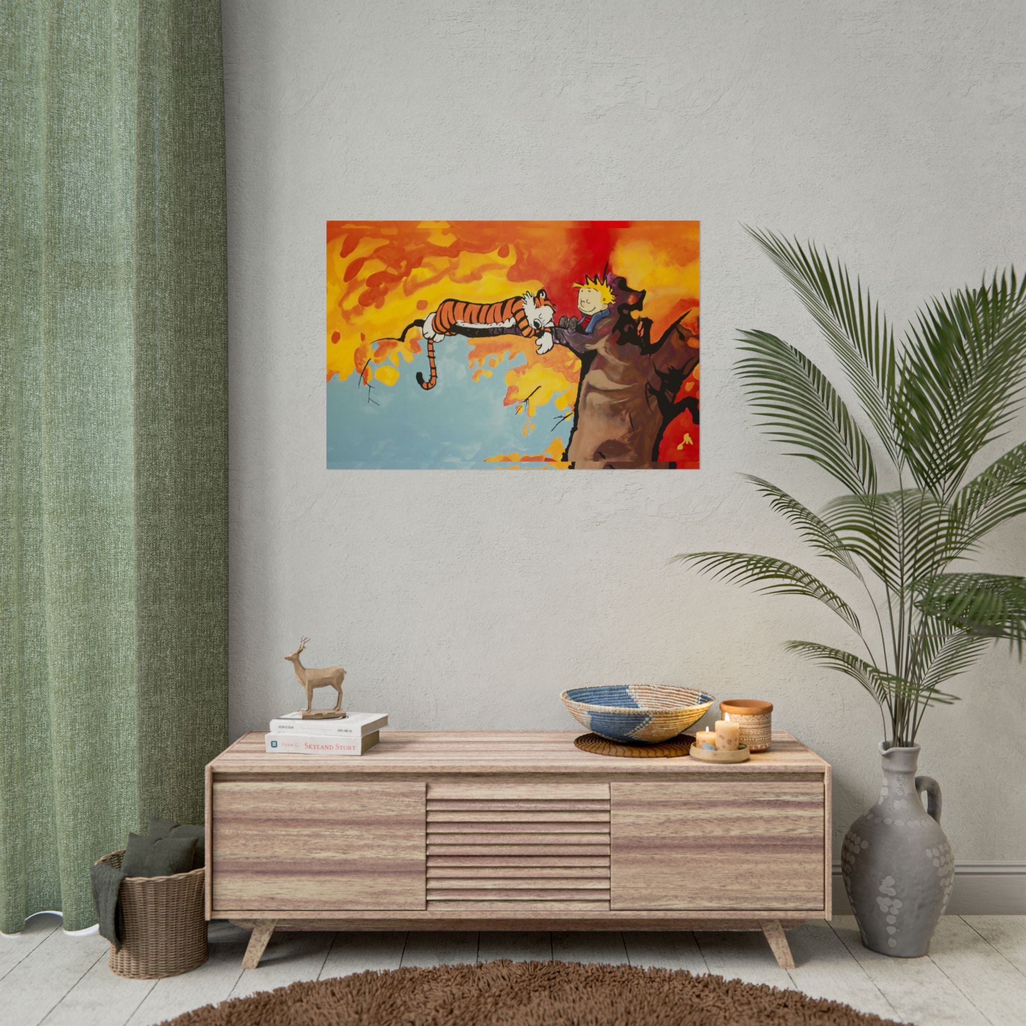 Calvin and Hobbes Art Poster - Nostalgic Cartoon Wall Decor - Unique Birthday Gift for Fans - Timeless Comic Book Design