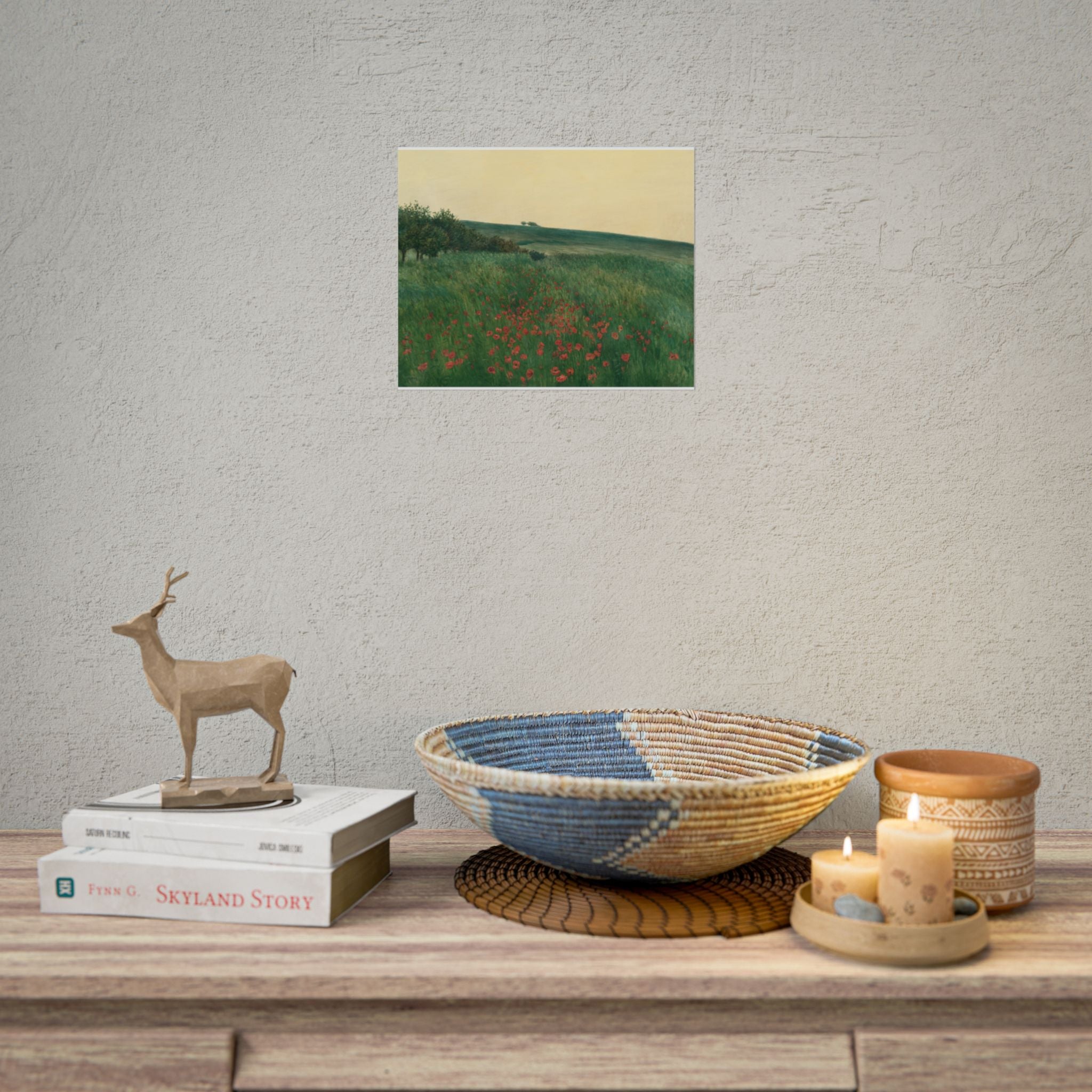 Frantisek Kavan, Fields Poster Print, Fields Landscape Painting, Red Poppies, Rustic Canvas Wall Art, Farmhouse Wall Decor