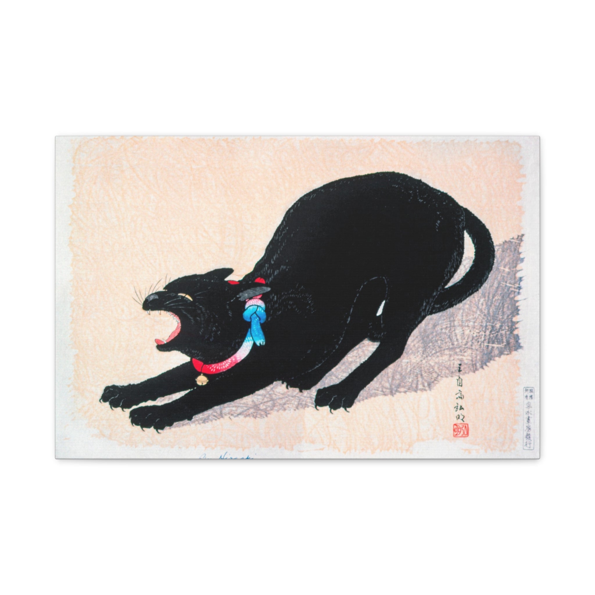 canvas-print-wall-art-black-cat-hissing-by-hiroaki-takahashi-living-room-decor-japanese-art-home-wall-decor
