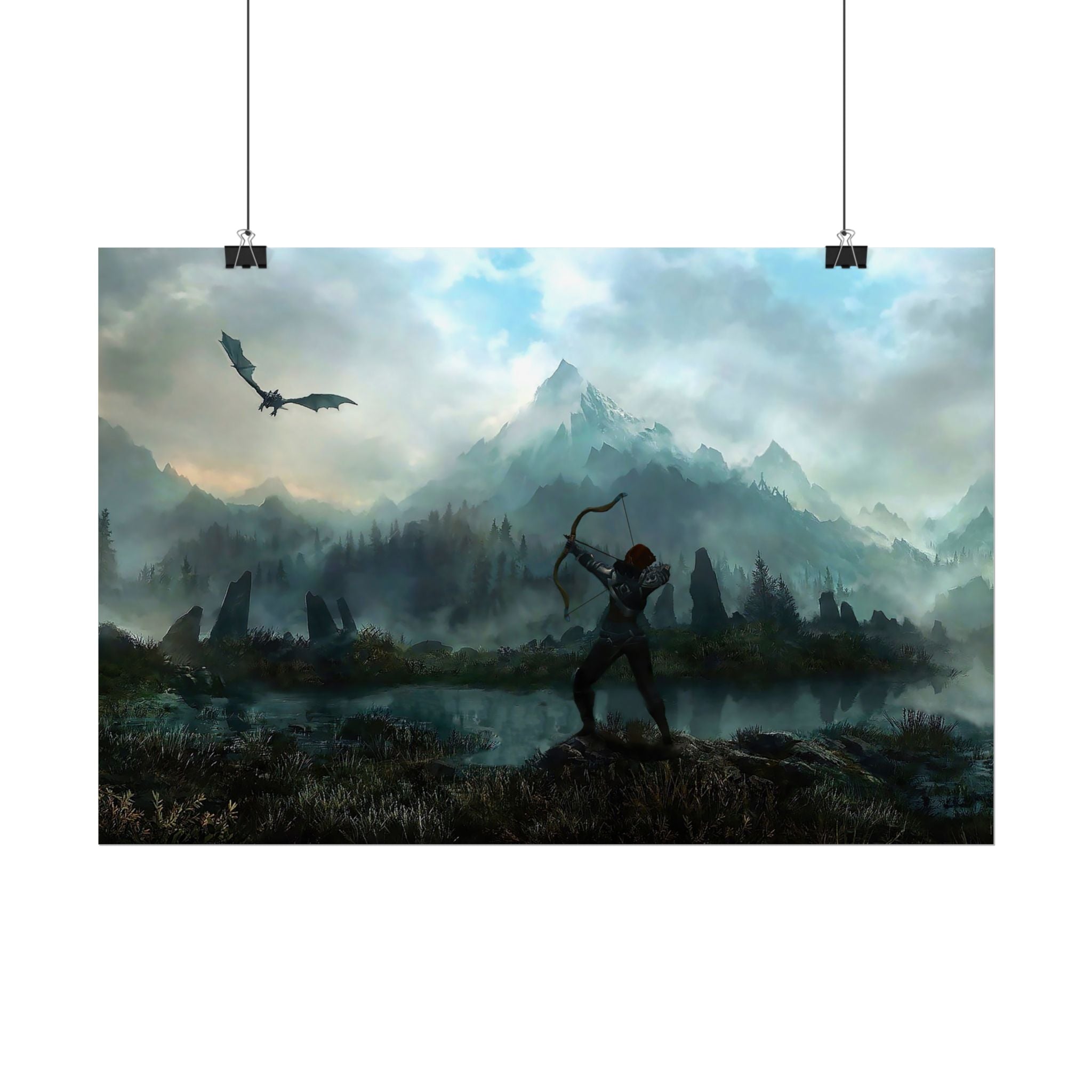 the-elder-scrolls-skyrim-aela-poster-wall-art-dragon-and-artcher-viking-game-poster-print-room-decor-warrior-g