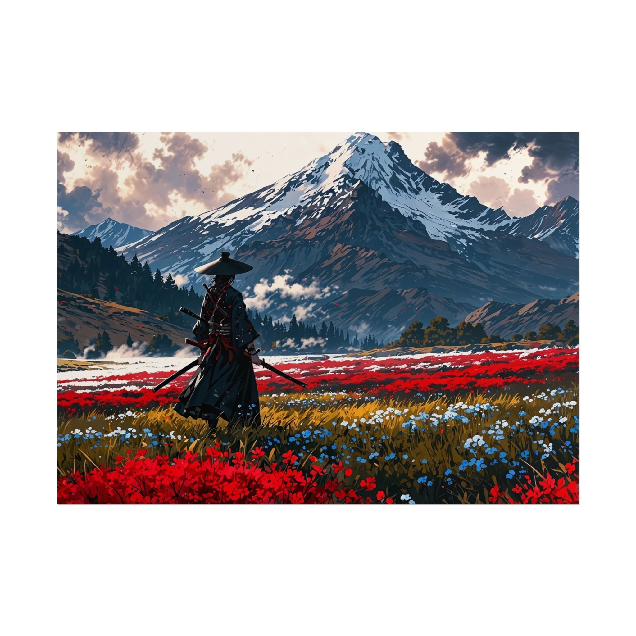 Samurai Canvas Print - Katana Japanese Artwork, Asian Decor, Samurai Warrior Poster, Anime Poster