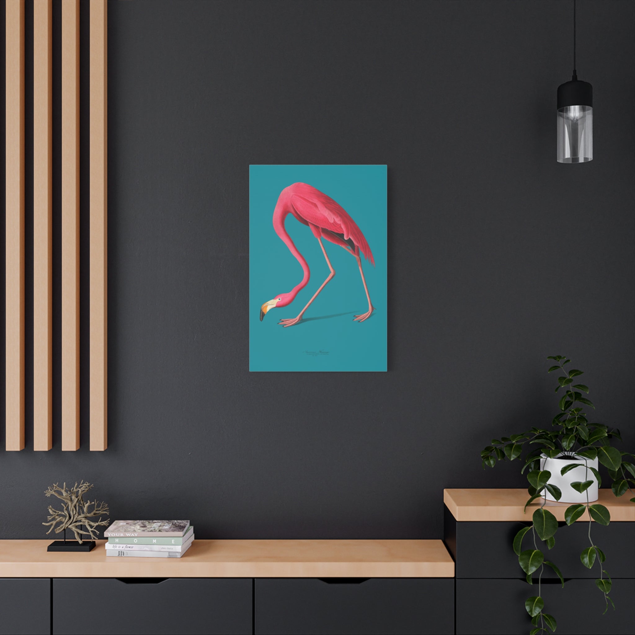canvas-print-pink-flamingo-wall-art-vintage-home-decor-living-room-decor-stretched-canvas-art-pink-wall-art-flamingo-illustra