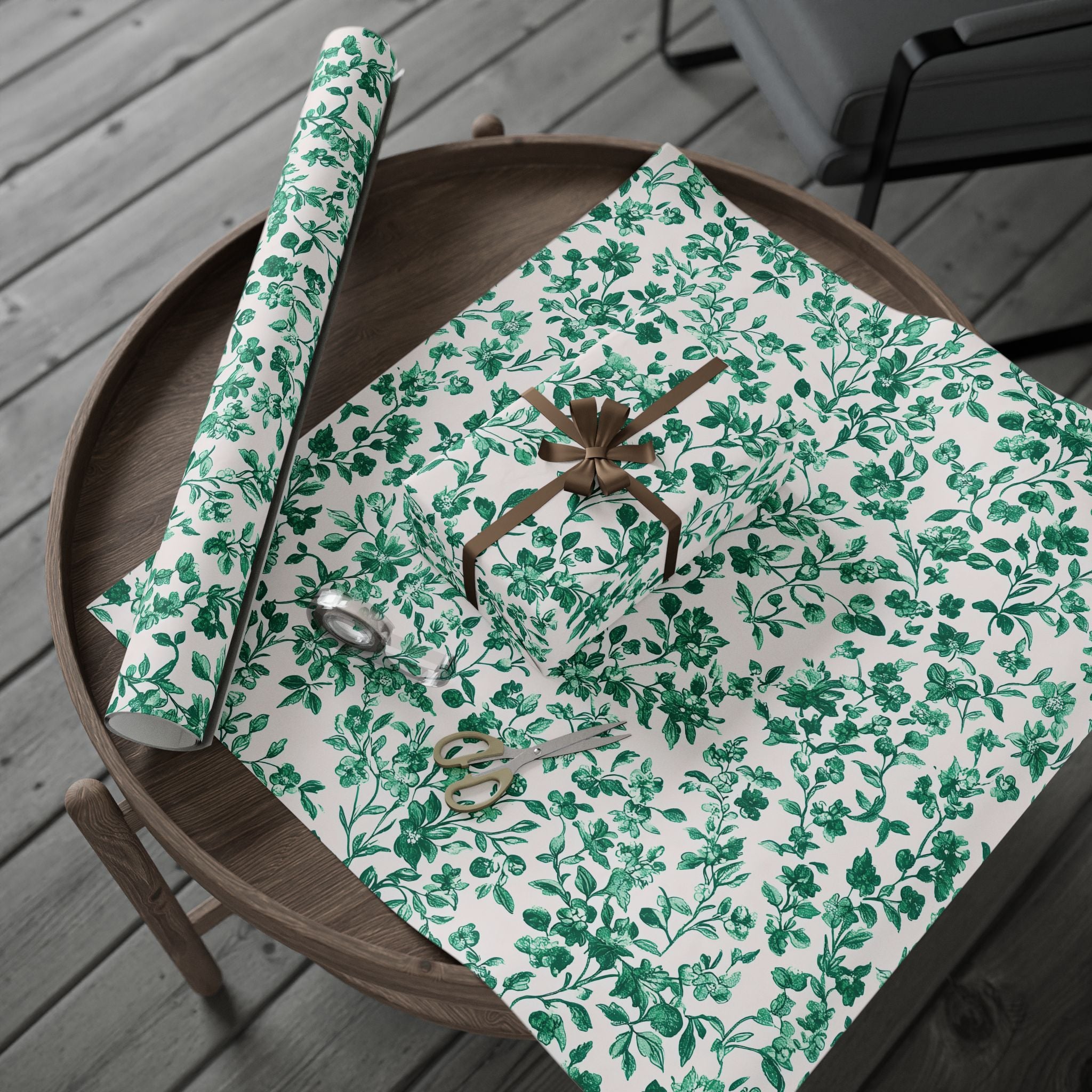 wrapping-papers-green-french-toile-floral-elegant-gift-wrap-holiday-gift-wrap-birthday-wrapping-paper-wedding-gift-wrap-chris