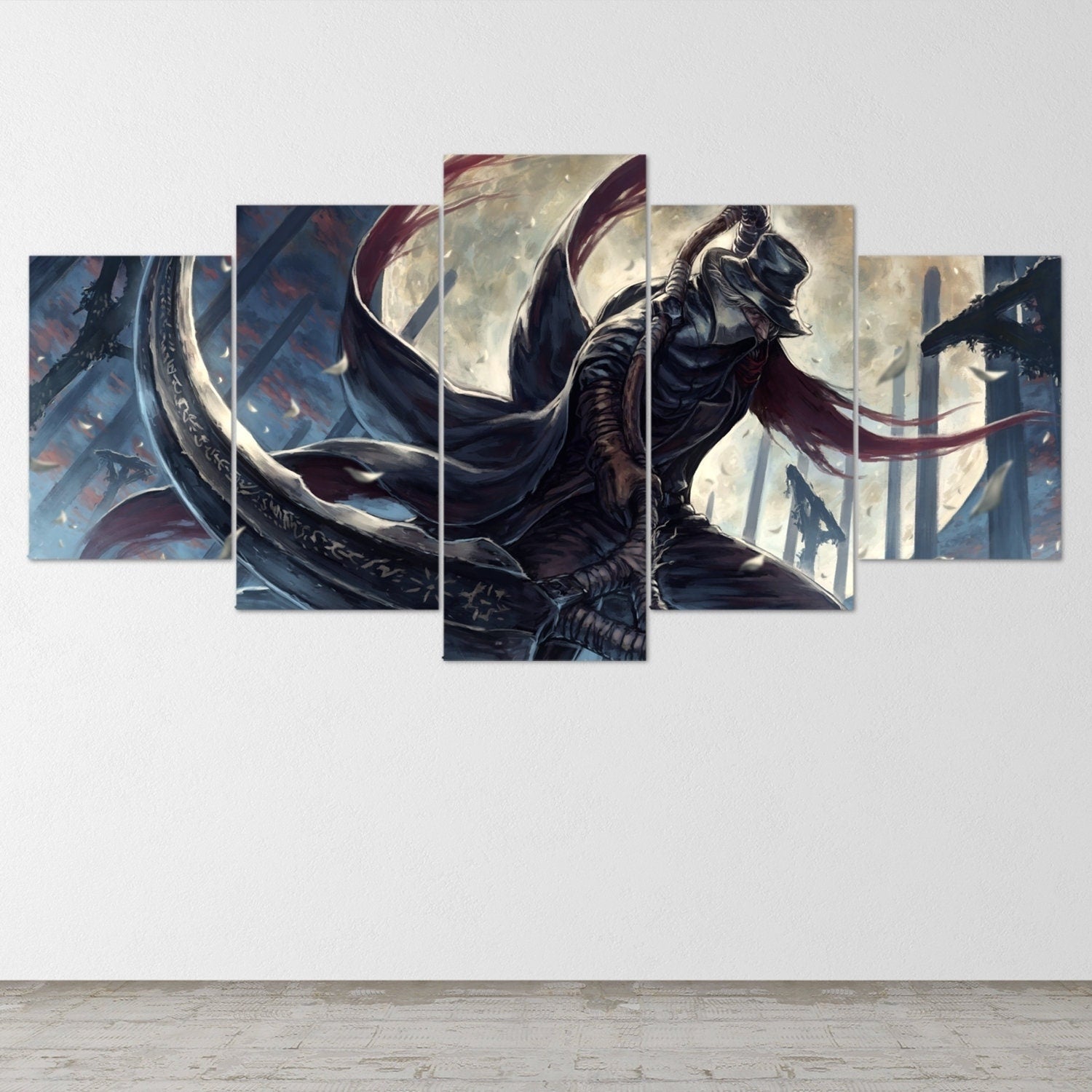 bloodborne-hunter-5-piece-canvas-wall-art-bloodborne-wall-art-bloodborne-hunter-poster-bloodborne-canvas-bloodborne-5-panel-g