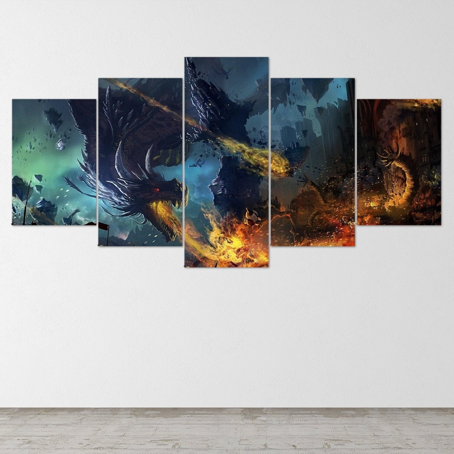 dragon-fire-fantasy-dragon-age-5-piece-canvas-wall-art-dragon-canvas-art-extra-large-wall-art-dragon-poster-5-piece-5-panel-8