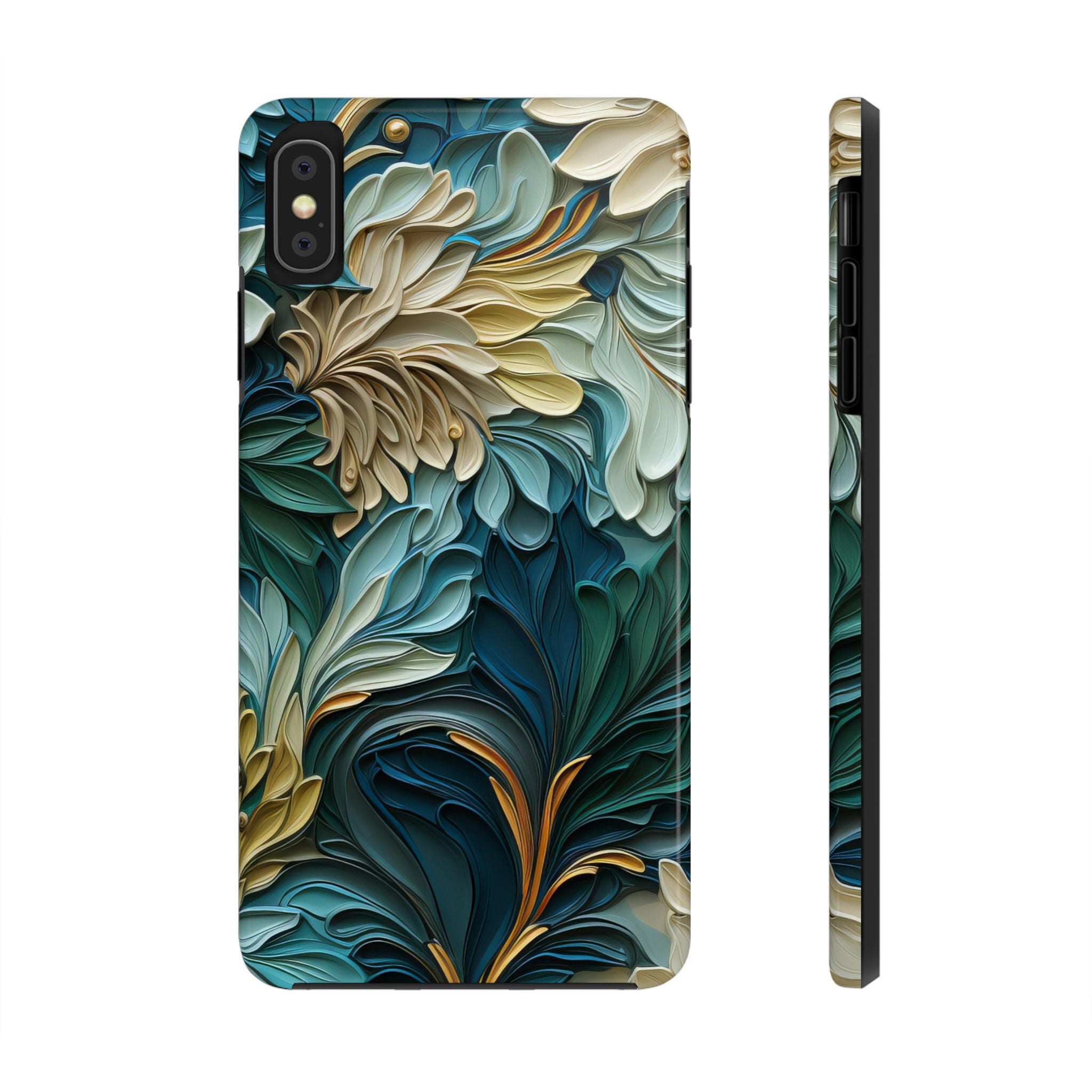 textured-art-nouveau-floral-tough-phone-case-cottagecore-iphone-case-unique-floral-phone-cover-vintage-style-iphone-case-prot