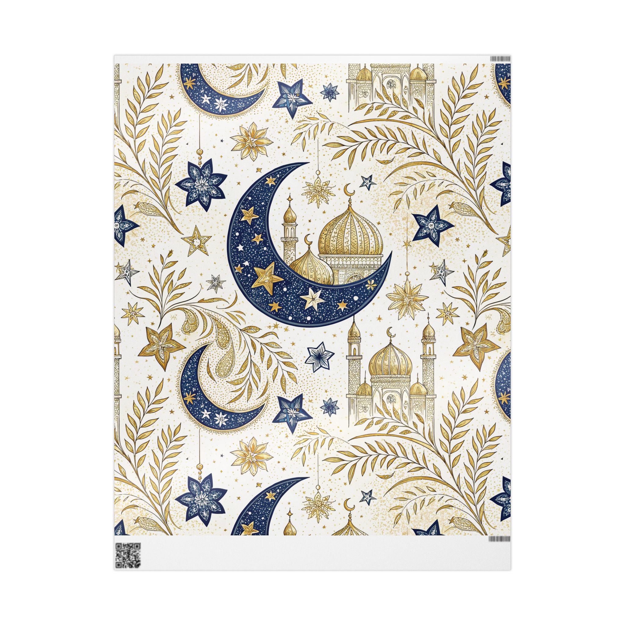 ramadan-night-wrapping-papers-islamic-crescent-moon-gift-wrap-mosque-silhouette-eid-holiday-supplies-festive-present-packagin