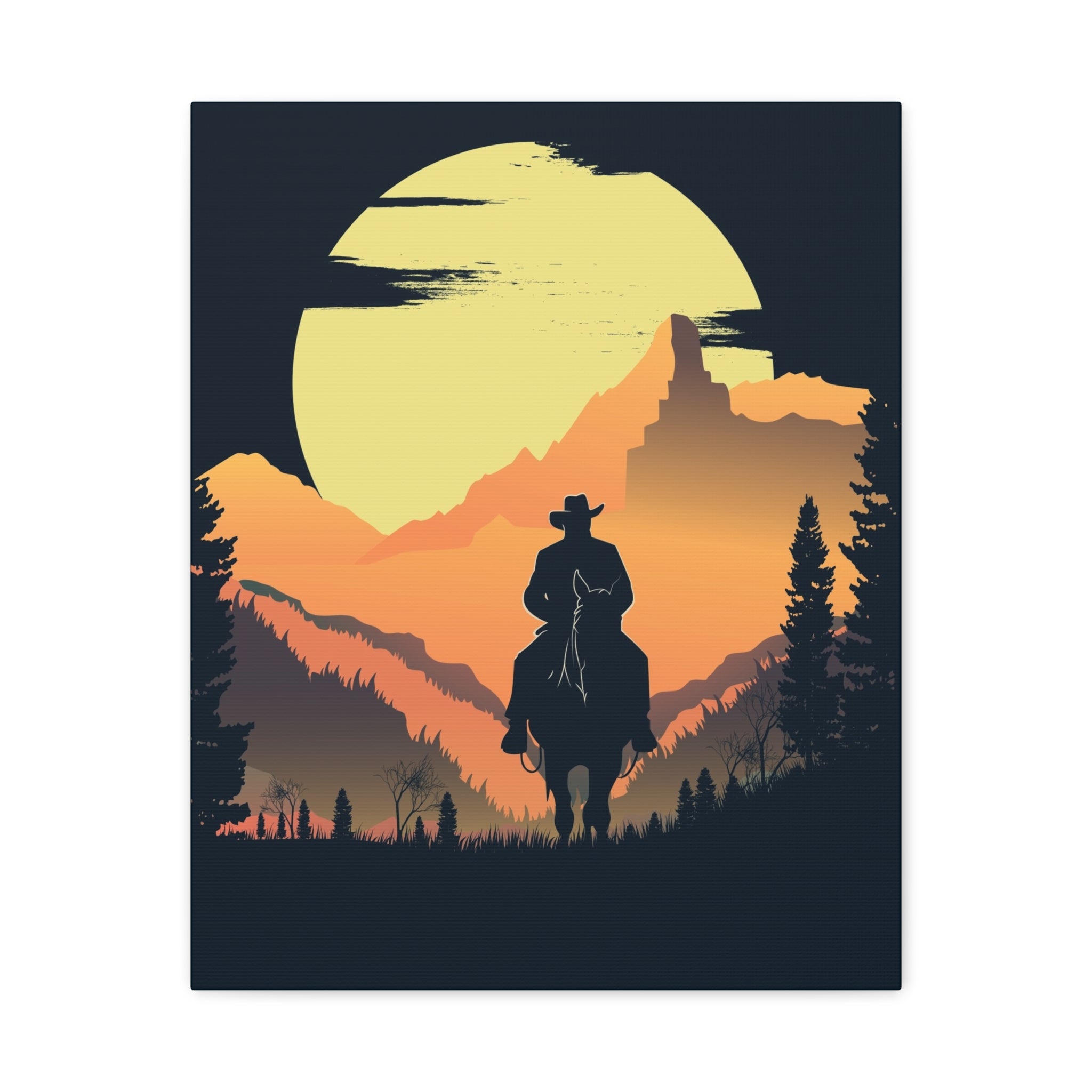 canvas-wall-art-cowboy-western-wall-decor-matte-stretched-print-rustic-southwestern-home-decoration-texas-desert-landscape