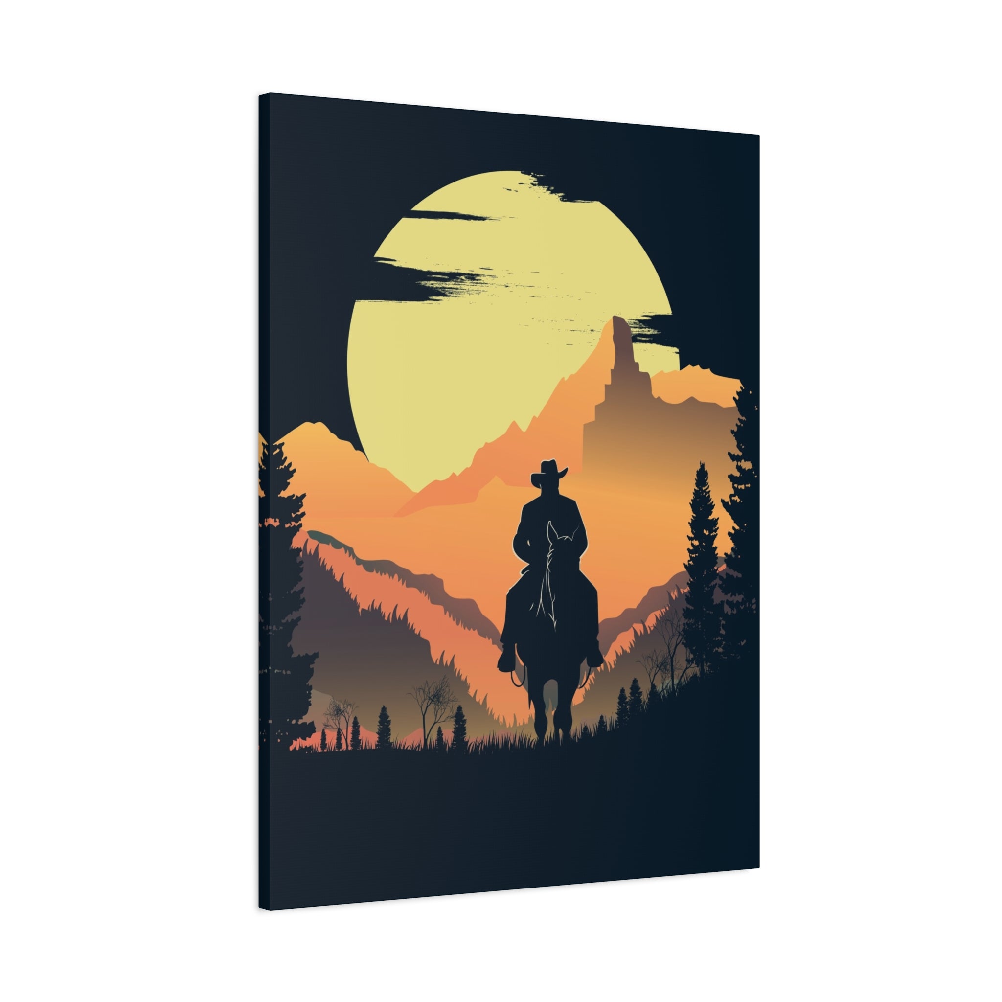 canvas-wall-art-cowboy-western-wall-decor-matte-stretched-print-rustic-southwestern-home-decoration-texas-desert-landscape