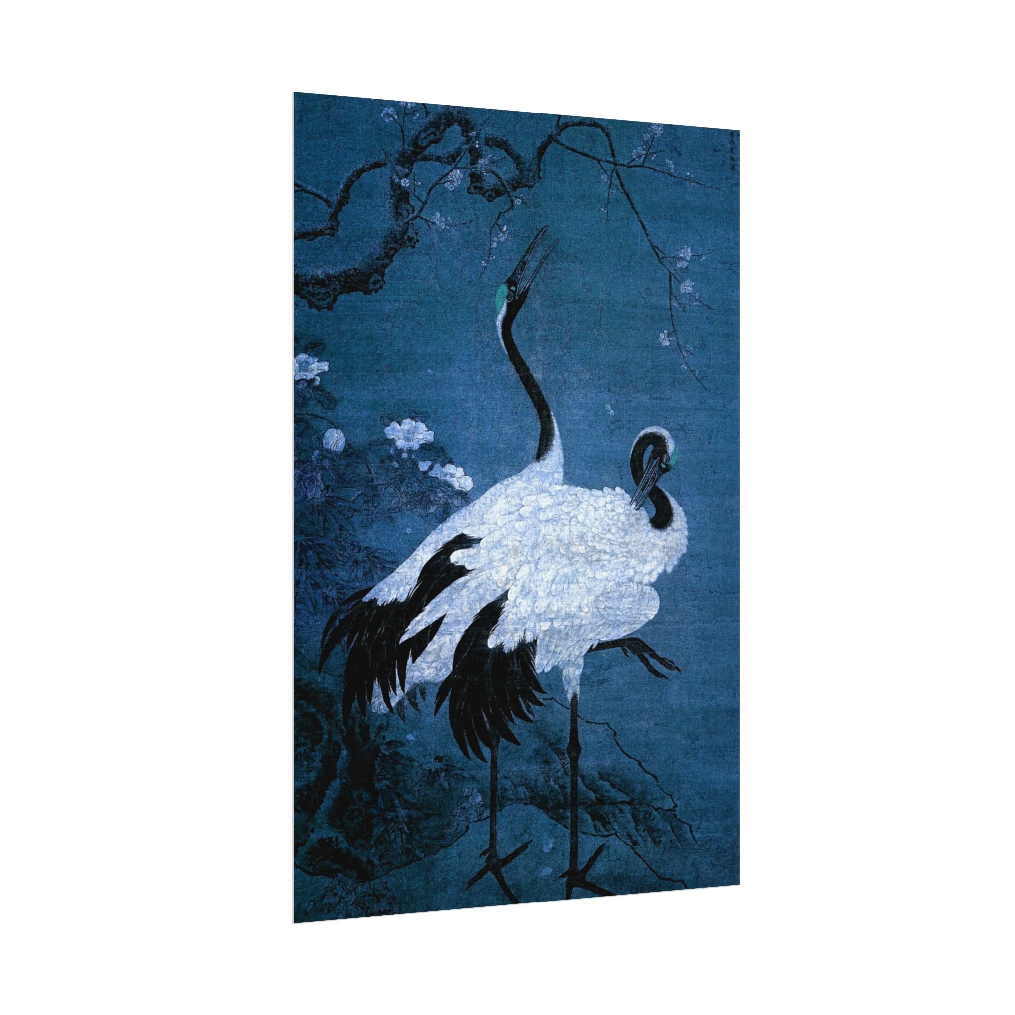 snow-plum-twin-cranes-painting-poster-wall-art-home-decor-nature-print-japanese-art-gift-cranes-wall-decor-cranes-poster-prin