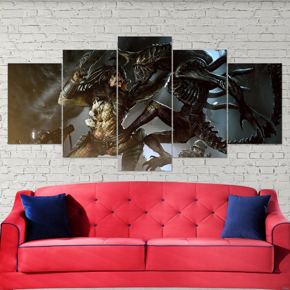 predator-alien-art-fantasy-art-5-piece-canvas-wall-art-canvas-print-predator-decor-art-extra-large-wall-art-predator-poster-5