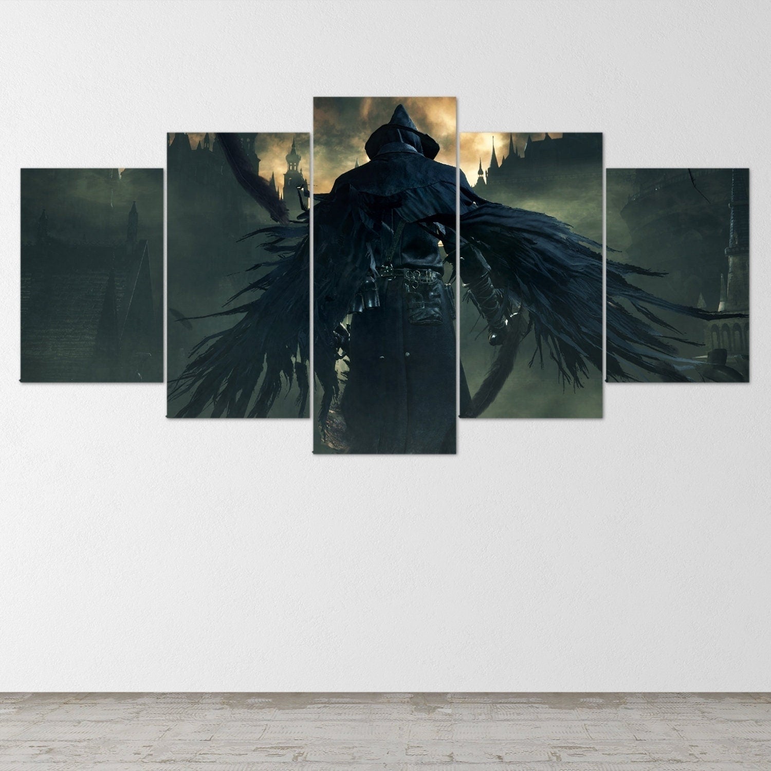 bloodborne-hunter-5-piece-canvas-wall-art-bloodborne-wall-art-bloodborne-hunter-poster-bloodborne-canvas-bloodborne-5-panel-g