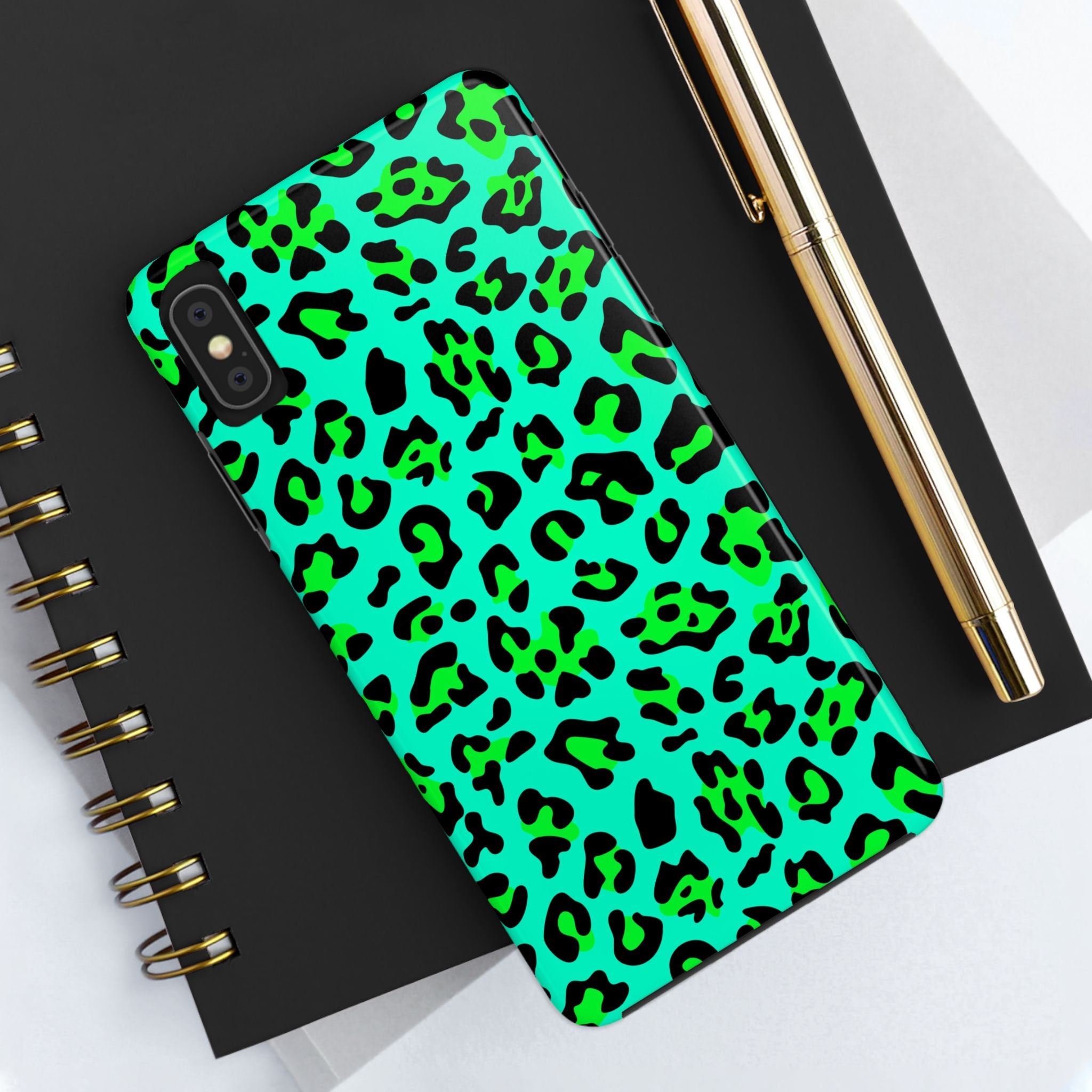 neon-green-teal-leopard-iphone-tough-case-stylish-phone-cover-protective-cellphone-case-trendy-smartphone-accessory-gift-for-