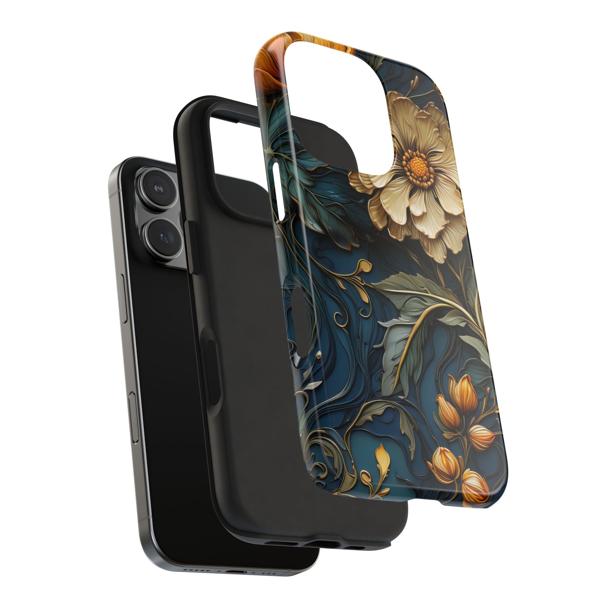 textured-art-nouveau-floral-tough-phone-case-cottagecore-iphone-case-unique-floral-phone-cover-vintage-style-iphone-case-prot