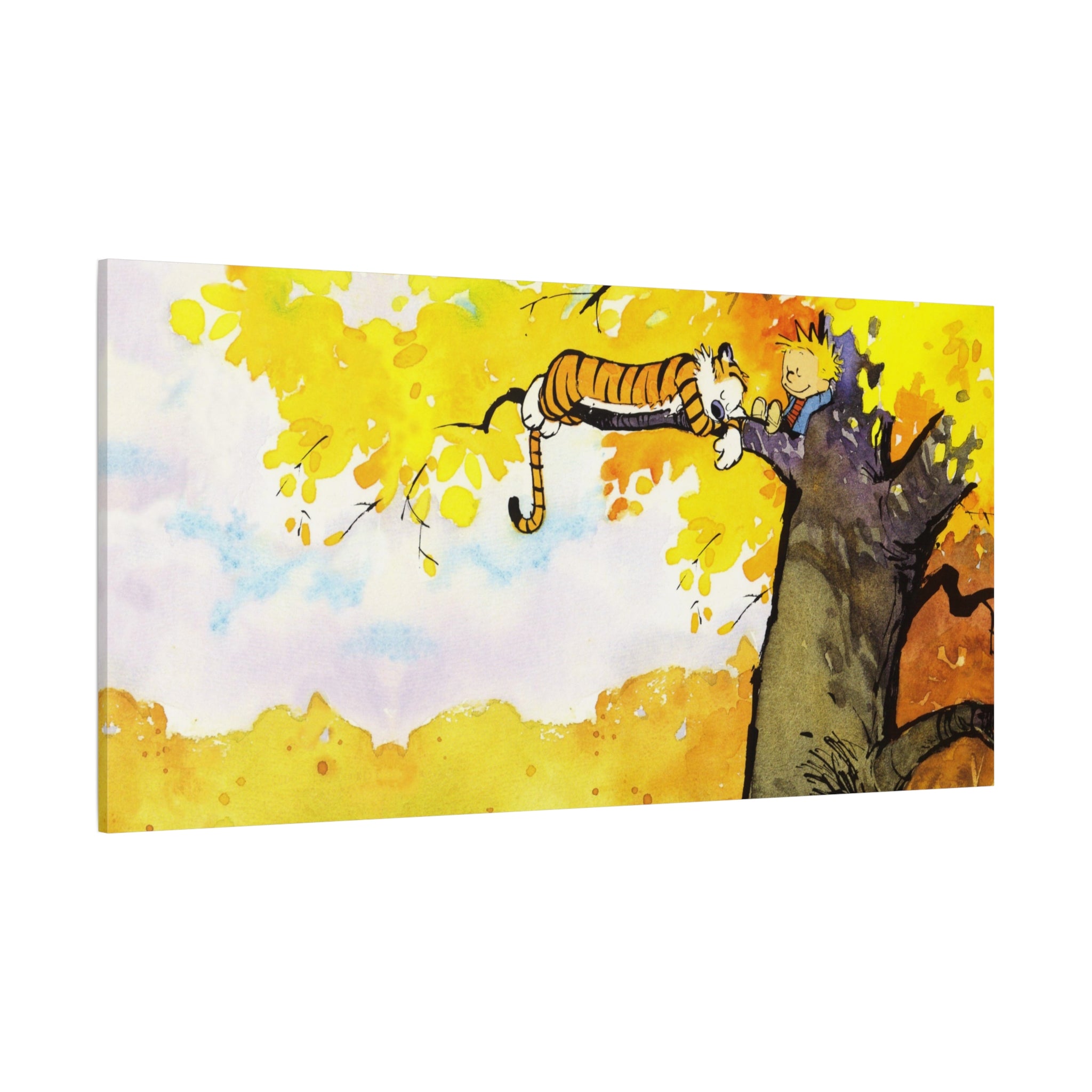 Calvin and Hobbes Canvas Wall Art - Nostalgic Comic Strip Canvas for Kids Room & Nursery Decor - Friendship Adventure Theme Print