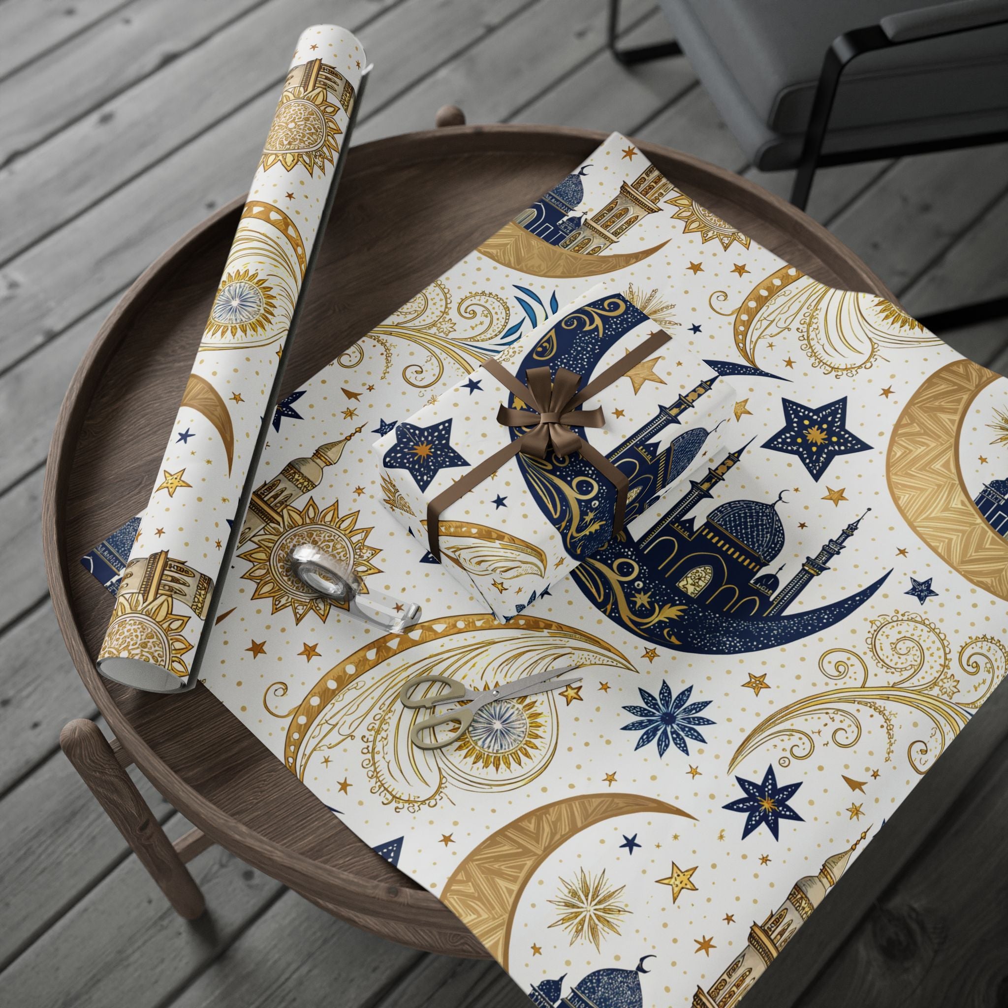 ramadan-night-wrapping-papers-islamic-crescent-moon-gift-wrap-mosque-silhouette-eid-holiday-supplies-festive-present-packagin