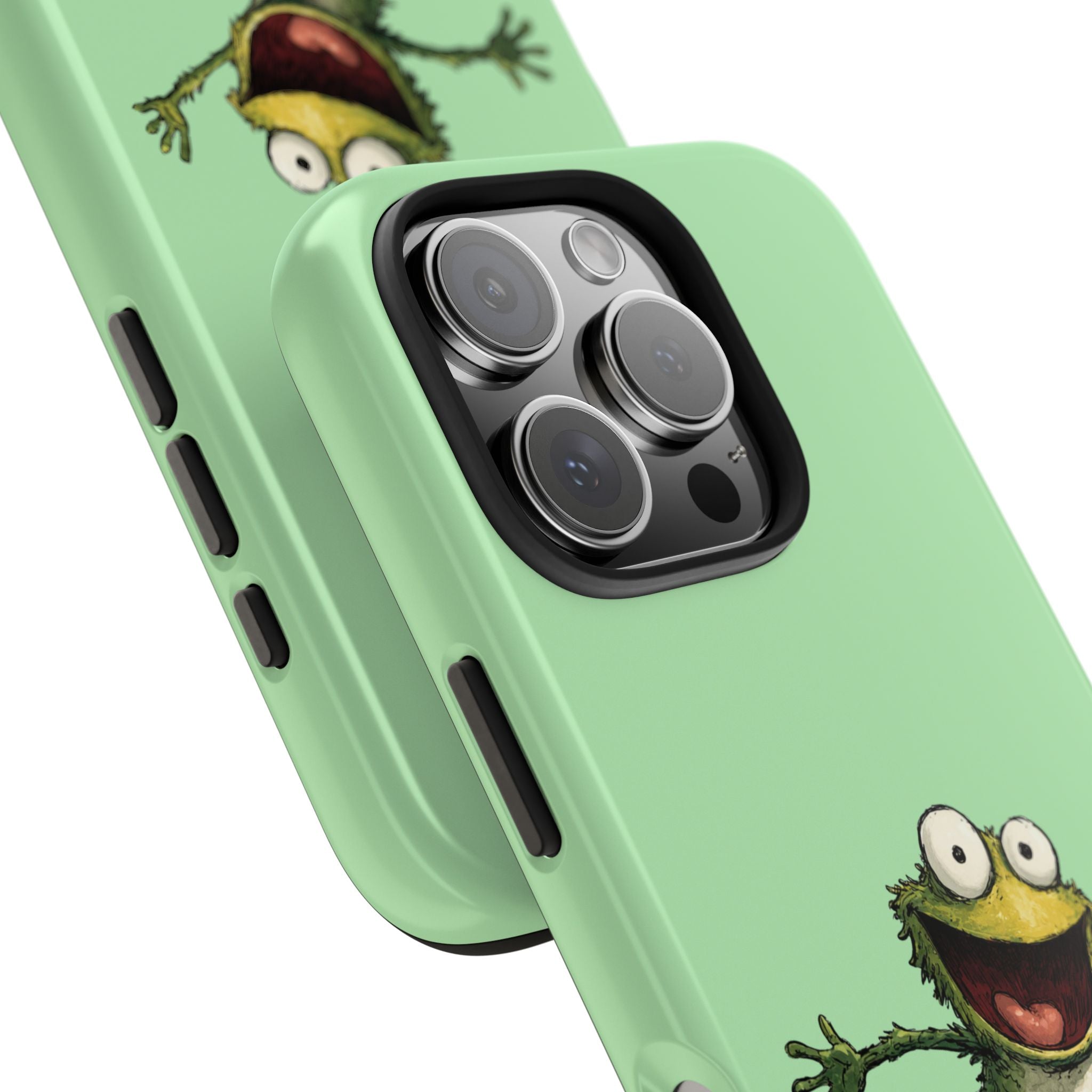 Quirky Funny Frog iPhone Tough Case - Kawaii Animal Phone Cover - Frog Protective Phone Cover - Green iPhone Case
