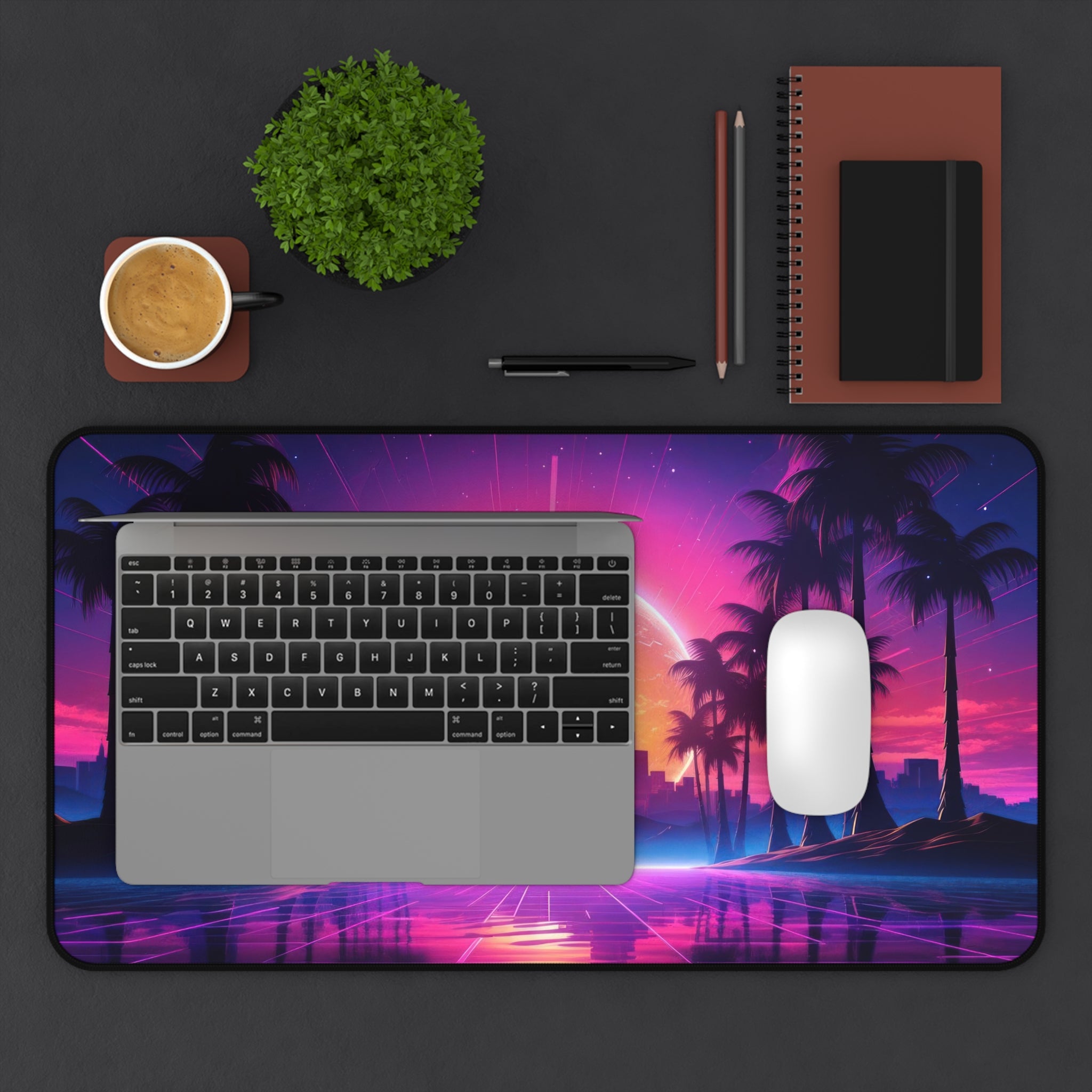 vaporwave-palm-tree-road-mouse-pad-retrowave-delorean-desk-mat-neon-synthwave-desk-pad-vaporwave-sun-and-mountains-vaporwave-