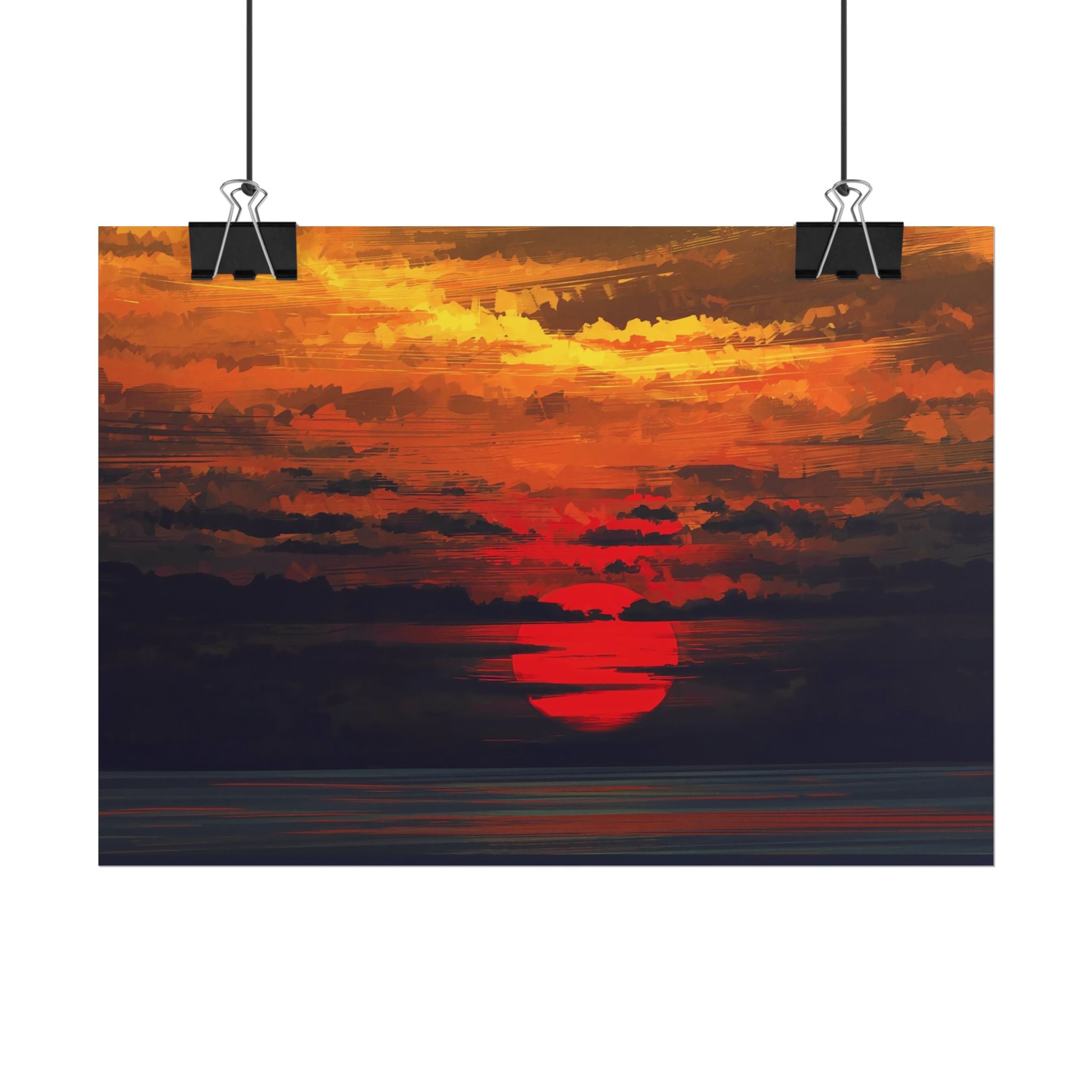 red-sunset-landscape-poster-print-cozy-home-decor-living-room-decor-farm-house-wall-decor-house-warming-gift