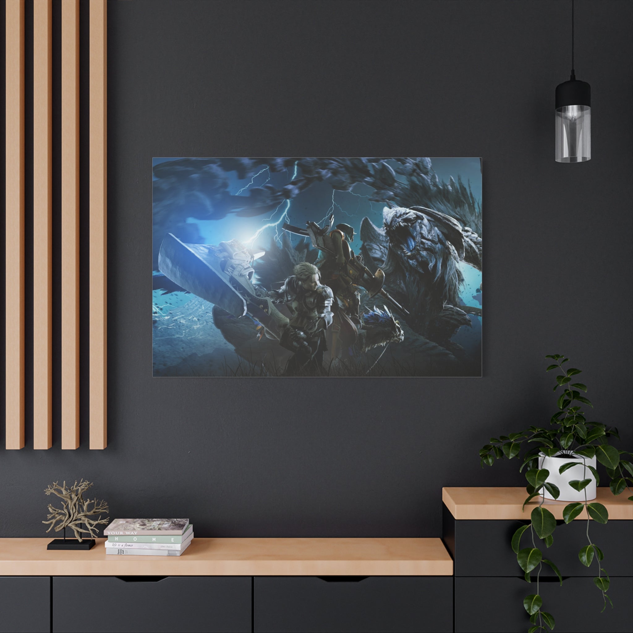 canvas-print-monster-hunter-wall-art-matte-print-stretched-canvas-1-25-home-decor-gaming-art-gamer-gift-video-game-art-hunter