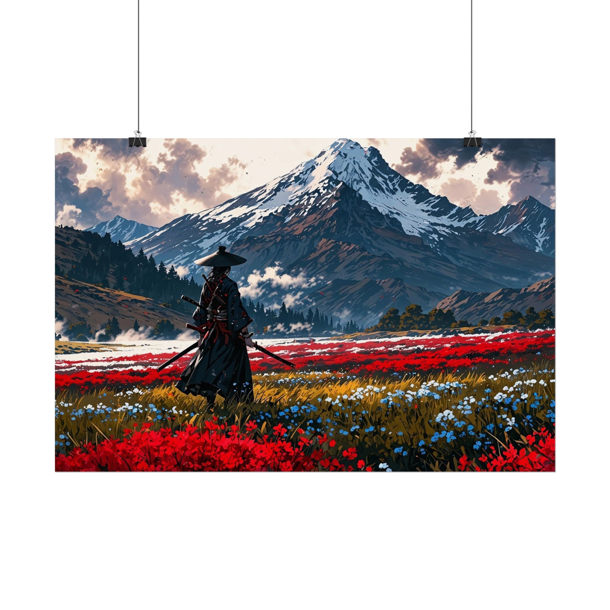 Samurai Canvas Print - Katana Japanese Artwork, Asian Decor, Samurai Warrior Poster, Anime Poster