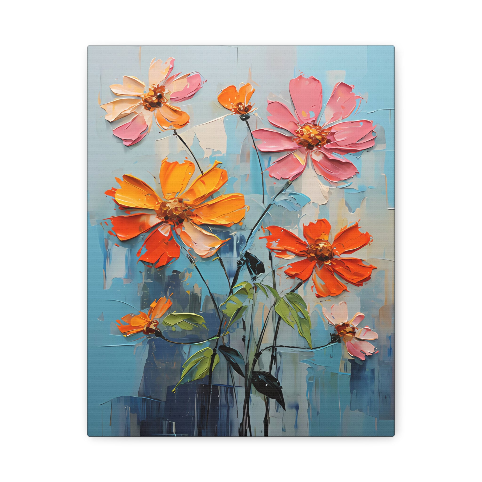canvas-print-zinnia-flowers-impasto-matte-stretched-art-floral-wall-decor-botanical-artwork-impressionist-painting-reproducti