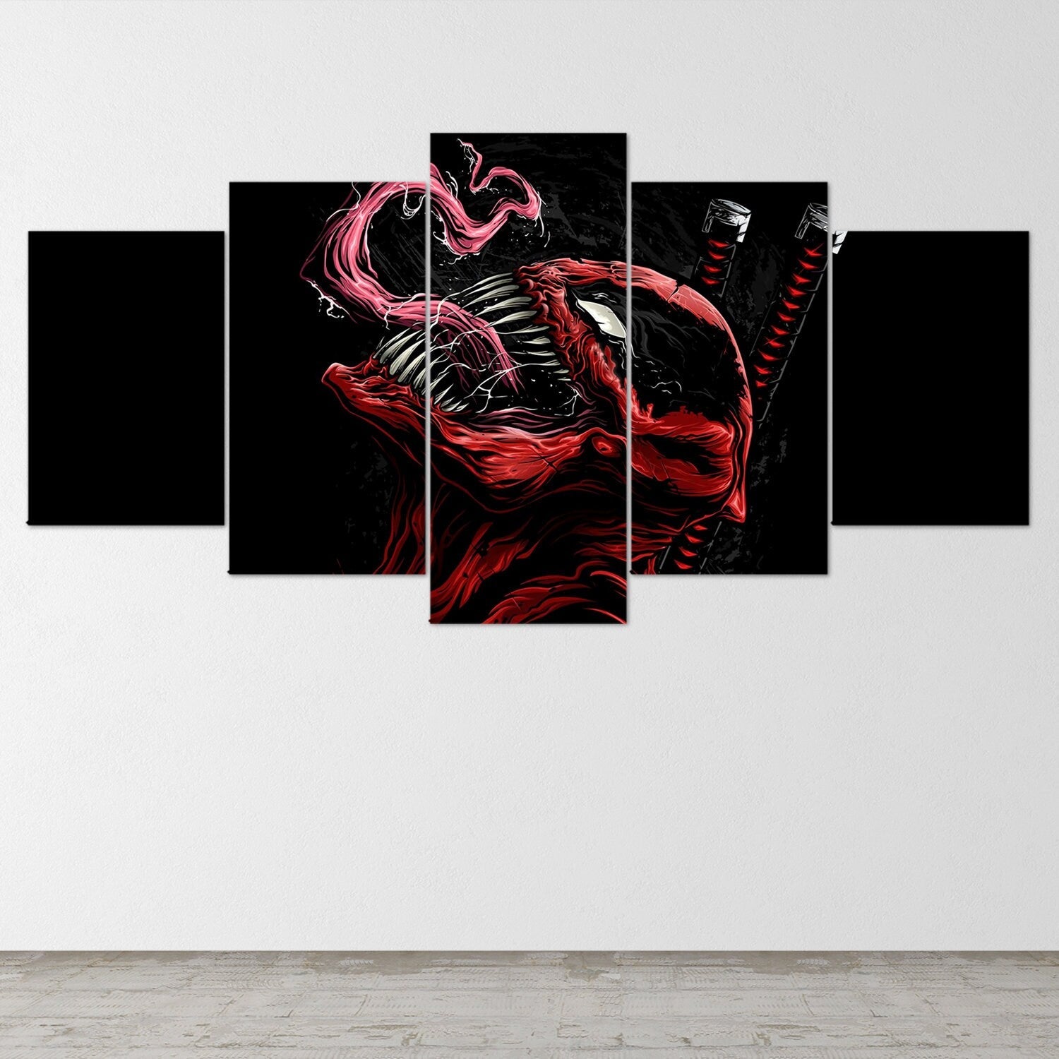 deadpool-symbiote-5-piece-canvas-wall-art-dead-pool-canvas-art-deadpool-wall-art-deadpool-poster-deadpool-5-piece-5-panel