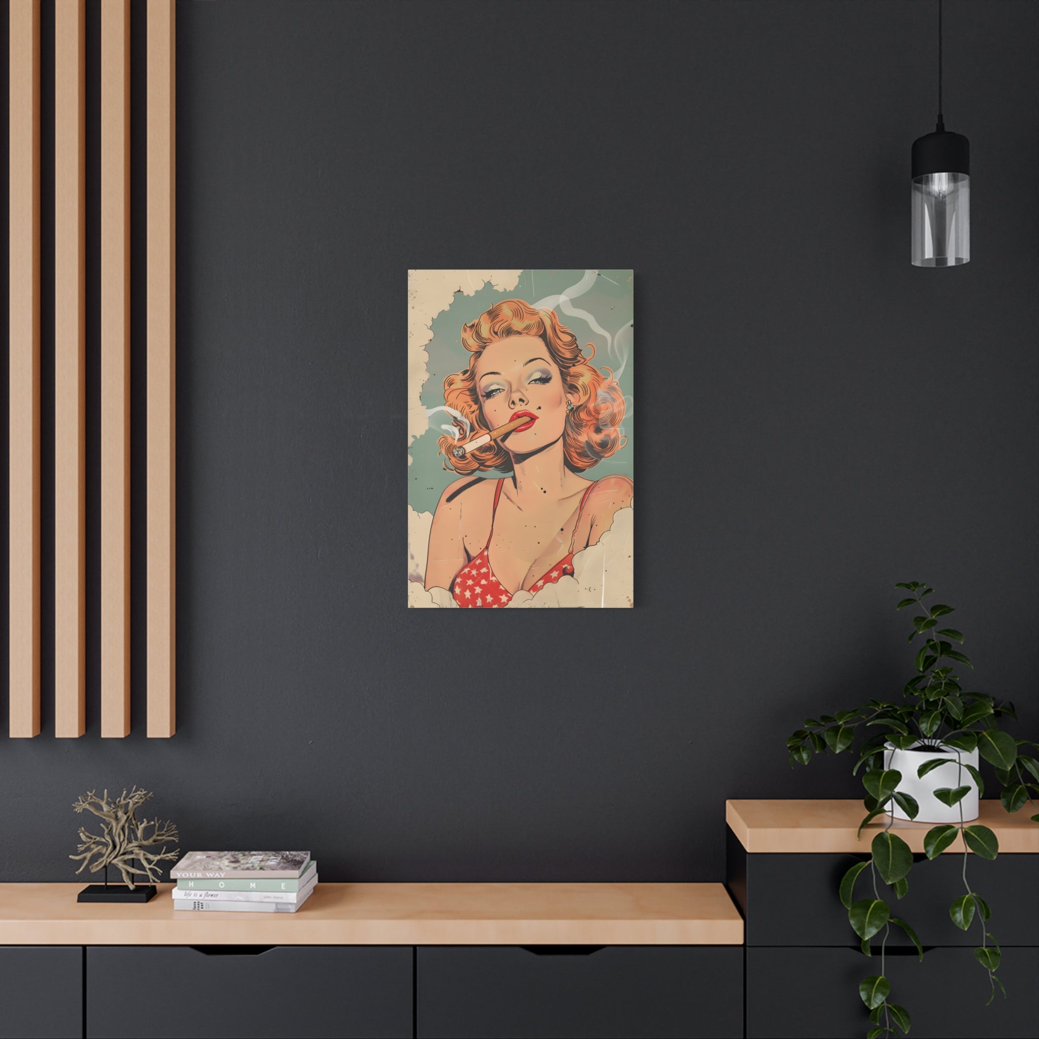 vintage-pin-up-girl-canvas-print-matte-canvas-stretched-wall-art-retro-pinup-poster-pin-up-illustration-home-decor-wall-hangi