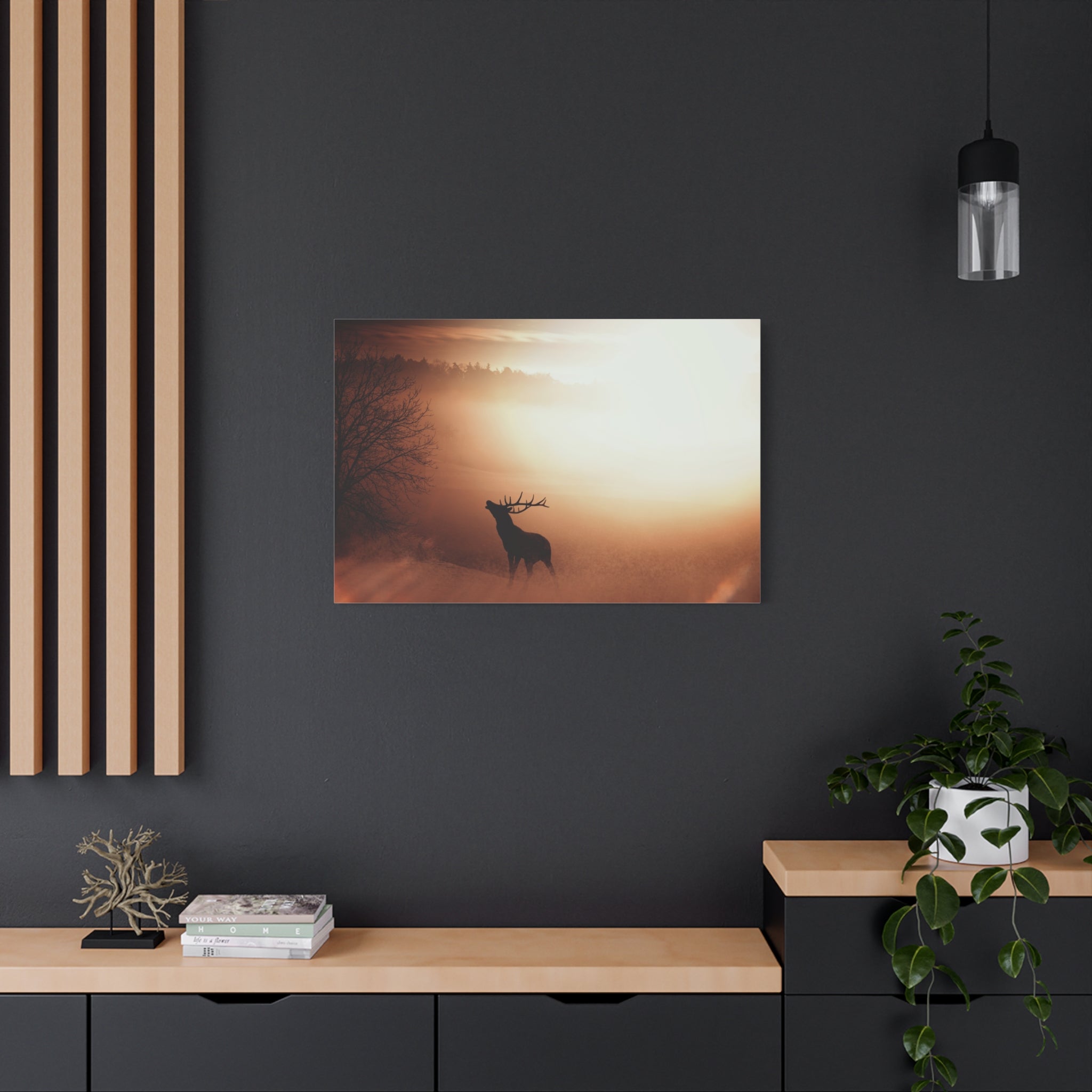 canvas-print-elk-in-forest-nature-home-decor-animal-wall-art-wildlife-decor-matte-stretched-canvas