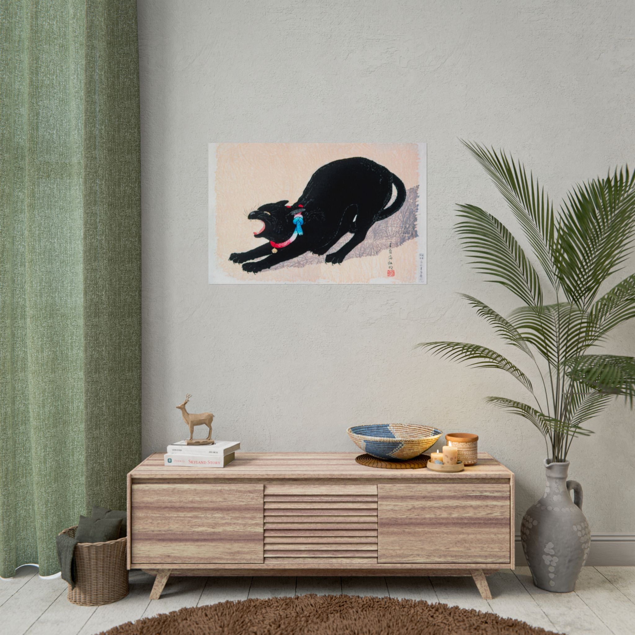 black-cat-hissing-by-hiroaki-takahashi-poster-print-classic-japanese-wall-art-living-room-decor-japandi-art-home-wall-decor