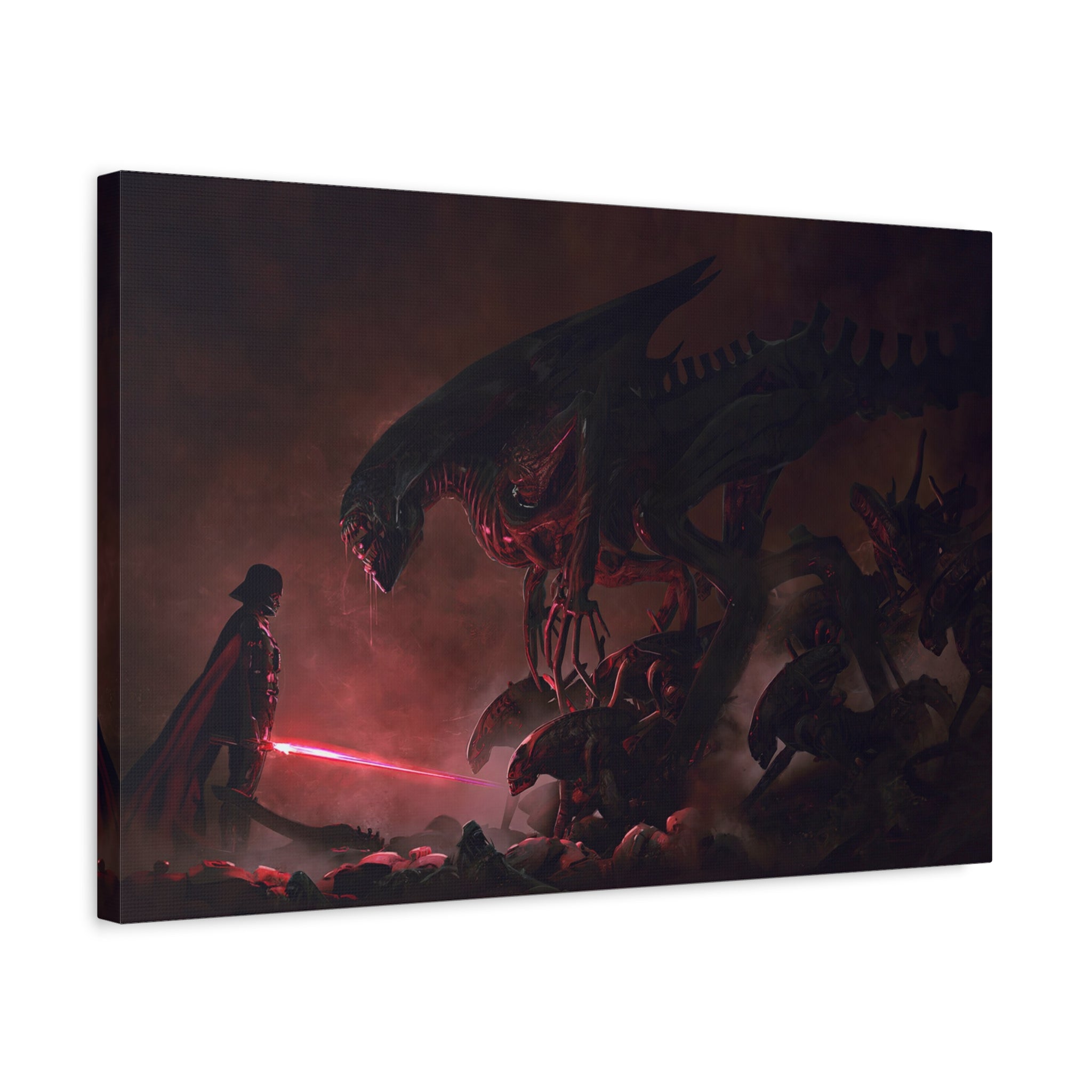 canvas-print-darth-vader-vs-aliens-xenomorph-star-wars-matte-canvas-stretched-1-25-wall-art-decor-home-office-decoration-sci-