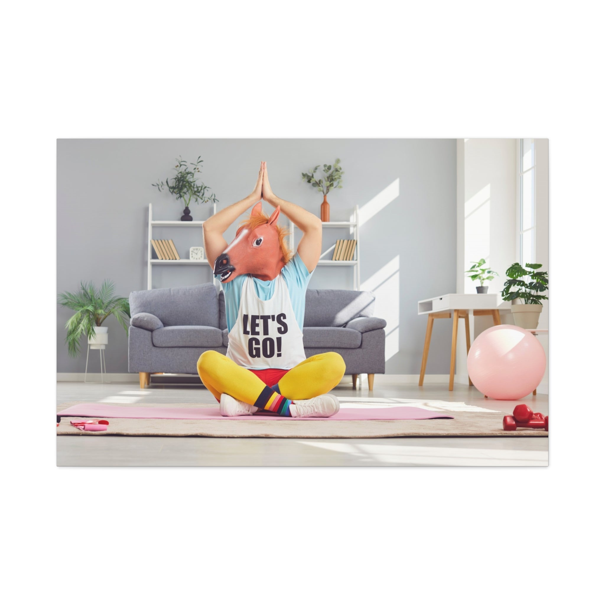 yoga-canvas-funny-horse-mask-matte-wall-art-stretched-decoration-home-decor-gift-poster-print-artwork