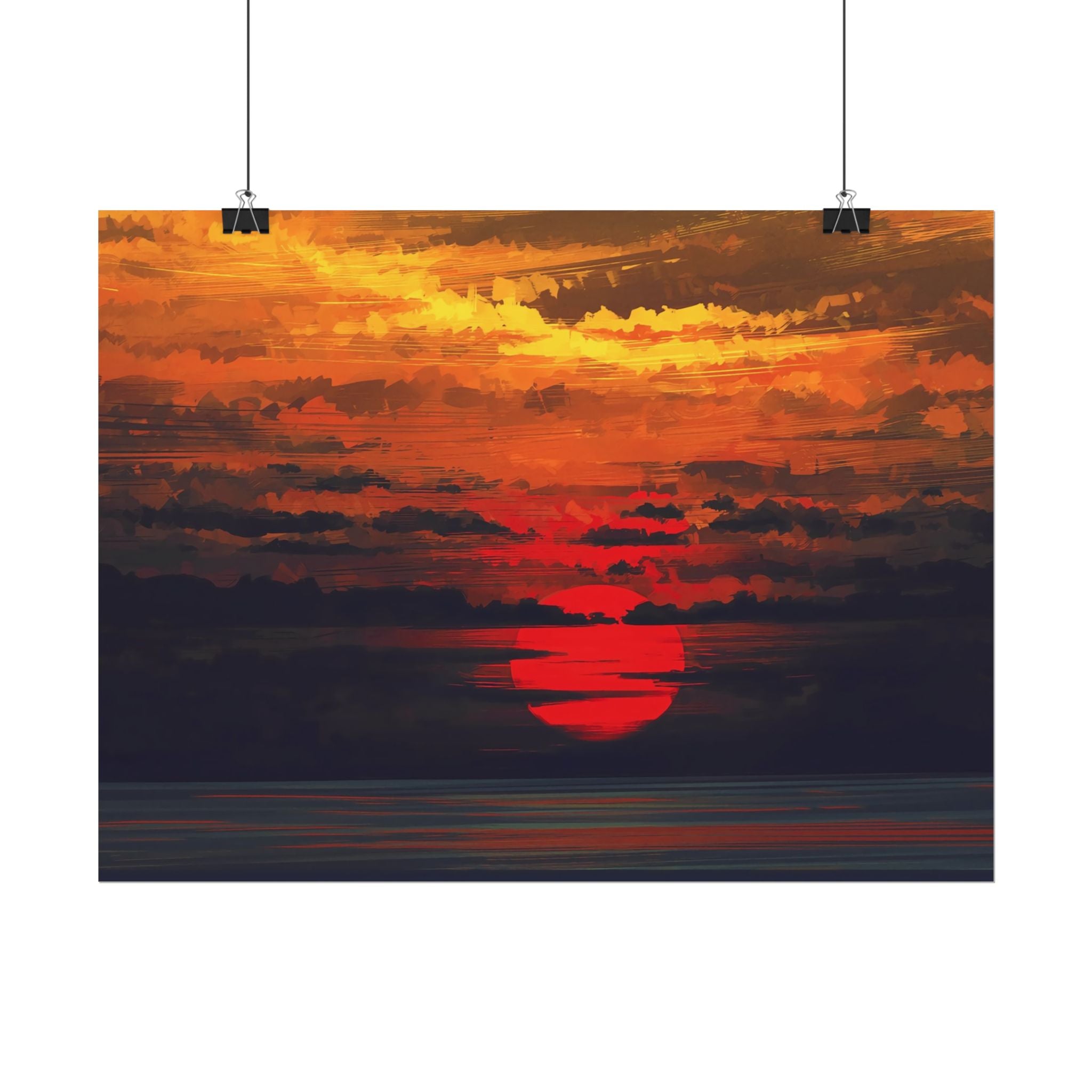 red-sunset-landscape-poster-print-cozy-home-decor-living-room-decor-farm-house-wall-decor-house-warming-gift