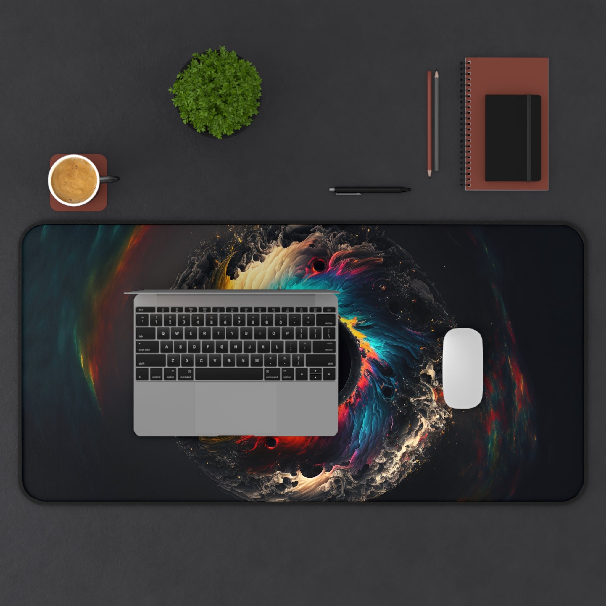 Colorful Abstract Eye Desk Pad, Galaxy Blackhole Mouse Pad, Office Desk Accessories, Unique Desk Mat