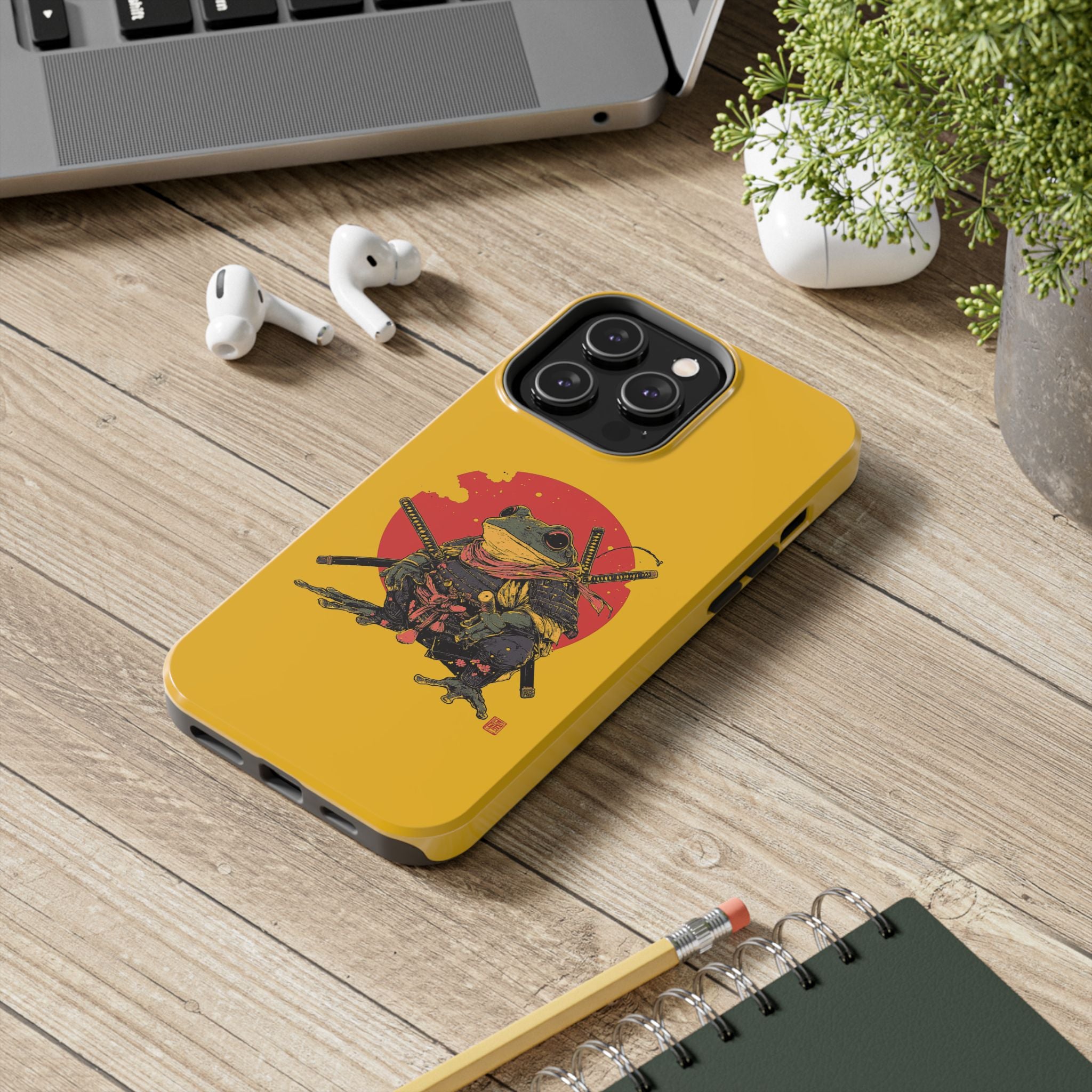 retro-vintage-ninja-frog-iphone-tough-case-red-sun-japanese-samurai-frog-design-ninja-warrior-yellow-iphone-hard-cover