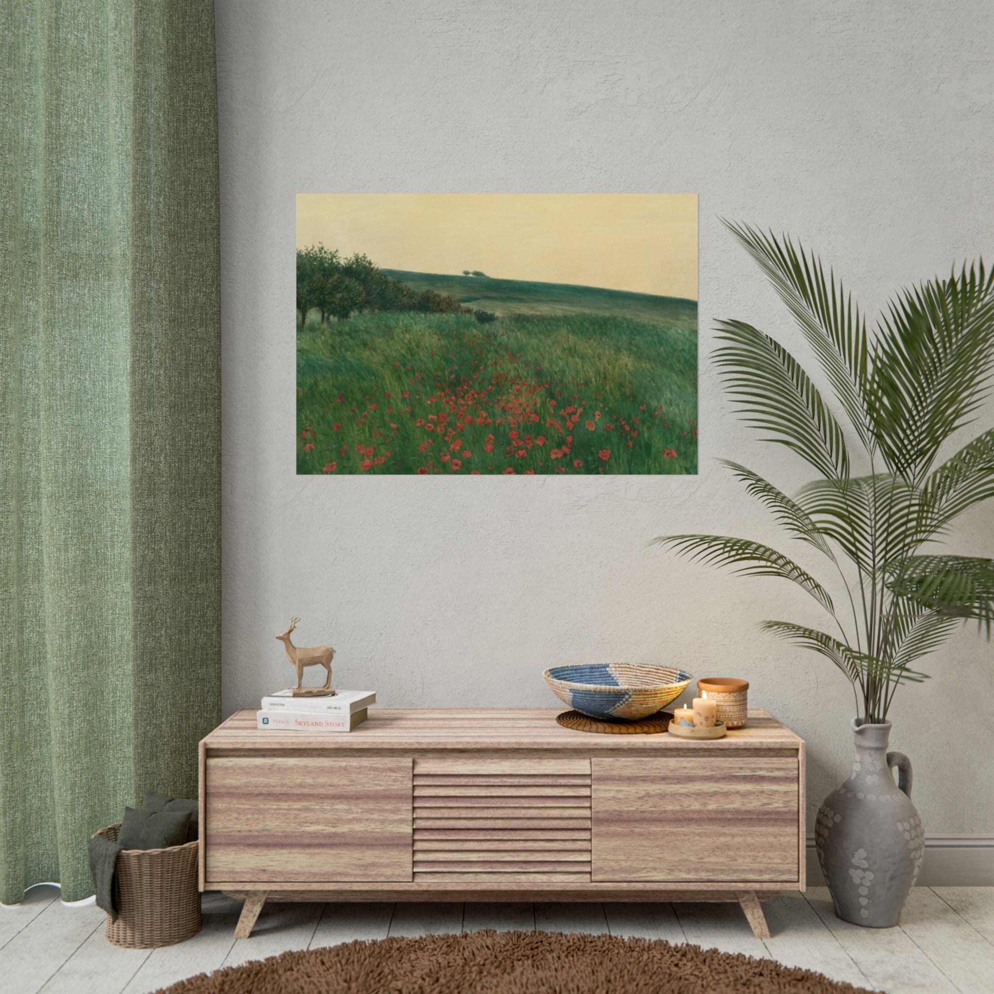 Frantisek Kavan, Fields Poster Print, Fields Landscape Painting, Red Poppies, Rustic Canvas Wall Art, Farmhouse Wall Decor