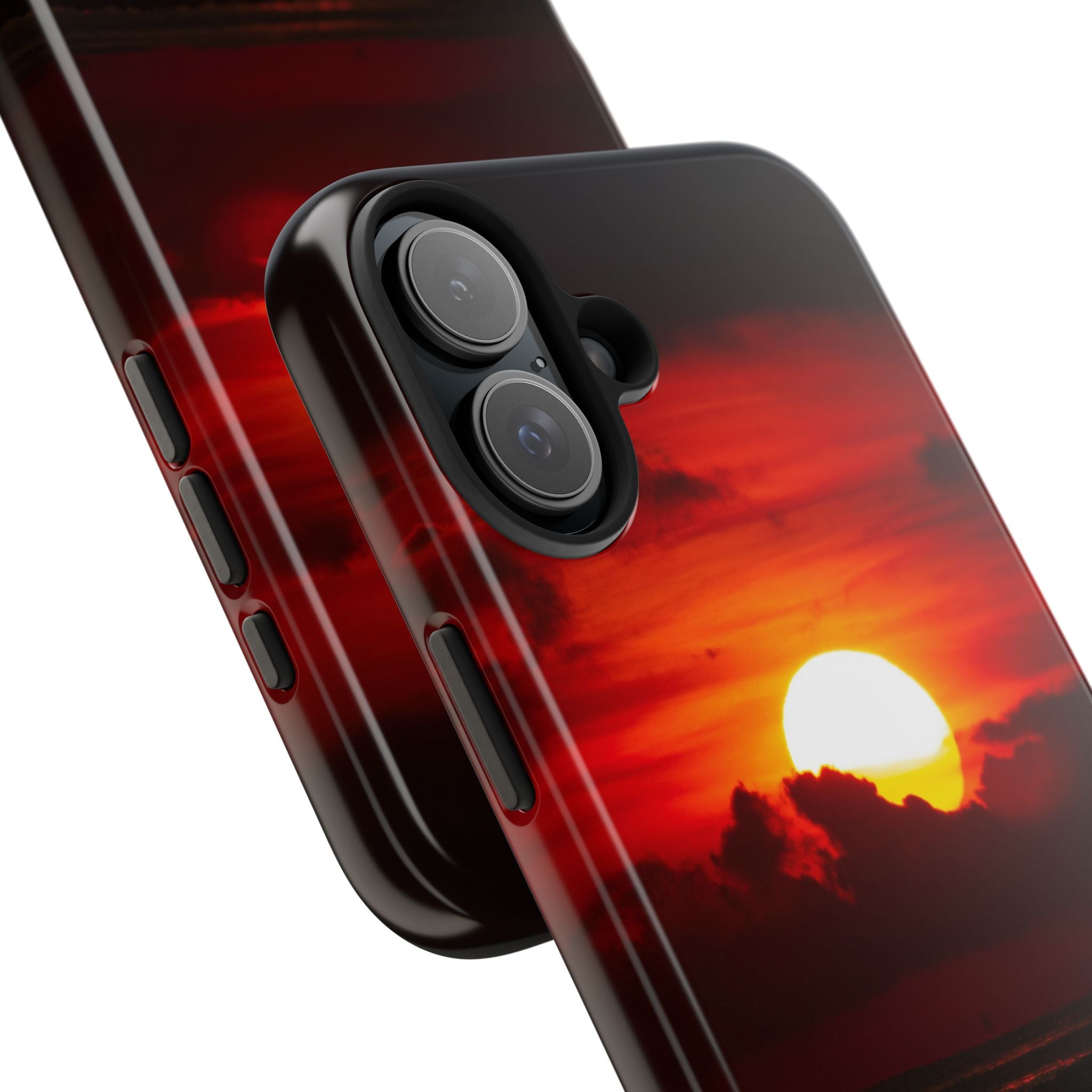 iPhone Tough Case - Red Sunset, Protective Phone Cover, Durable Smartphone Case, Hard Shell Phone Case, Sunset Lover Gift, Red Phone